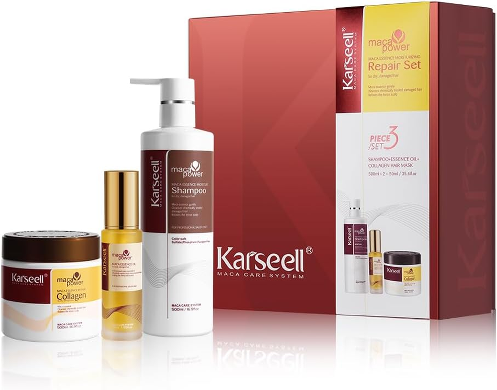 Karseell Collagen Hair Treatment Deep Repair Conditioning, Hair Mask Shampoo and Argan Oil Set for Dry Damaged Hair All Hair Types 16.9Floz + 16.9Floz + 1.69Floz image number 5