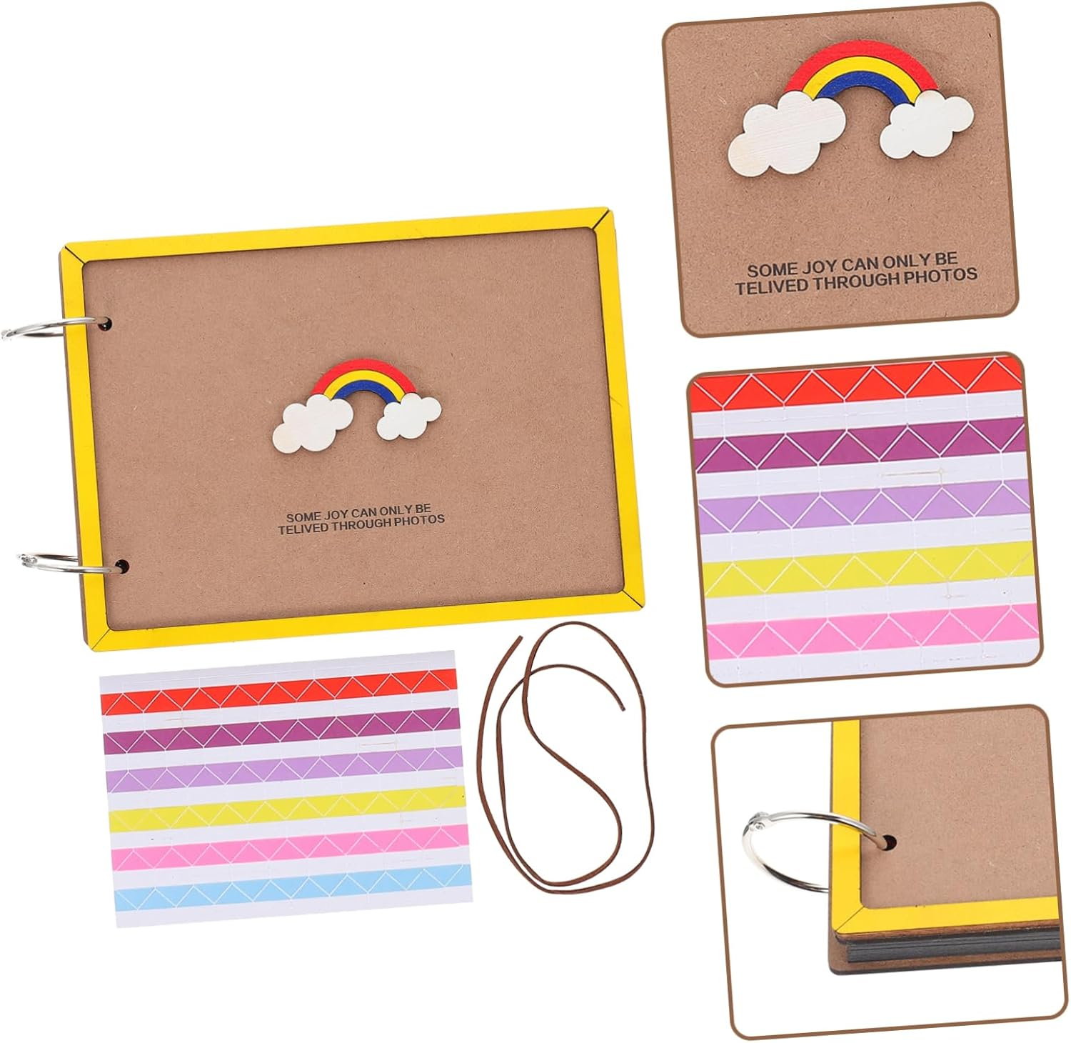 IMIKEYA 1Set Creative Photo Album for Family Memories Self-Adhesive Scrapbook Rainbow Design for Albums Travel Weddings and Anniversaries image number 2