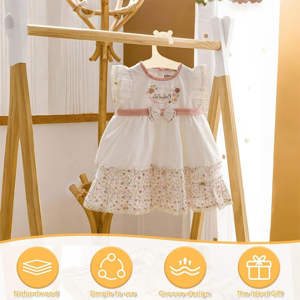 20 Pack Kids Wooden Hangers, 22 CM Mini Toddler & Baby Clothes Hangers with Cute Bear Ears for Boys & Girls, Infant & Children Closet Organizer image number 2