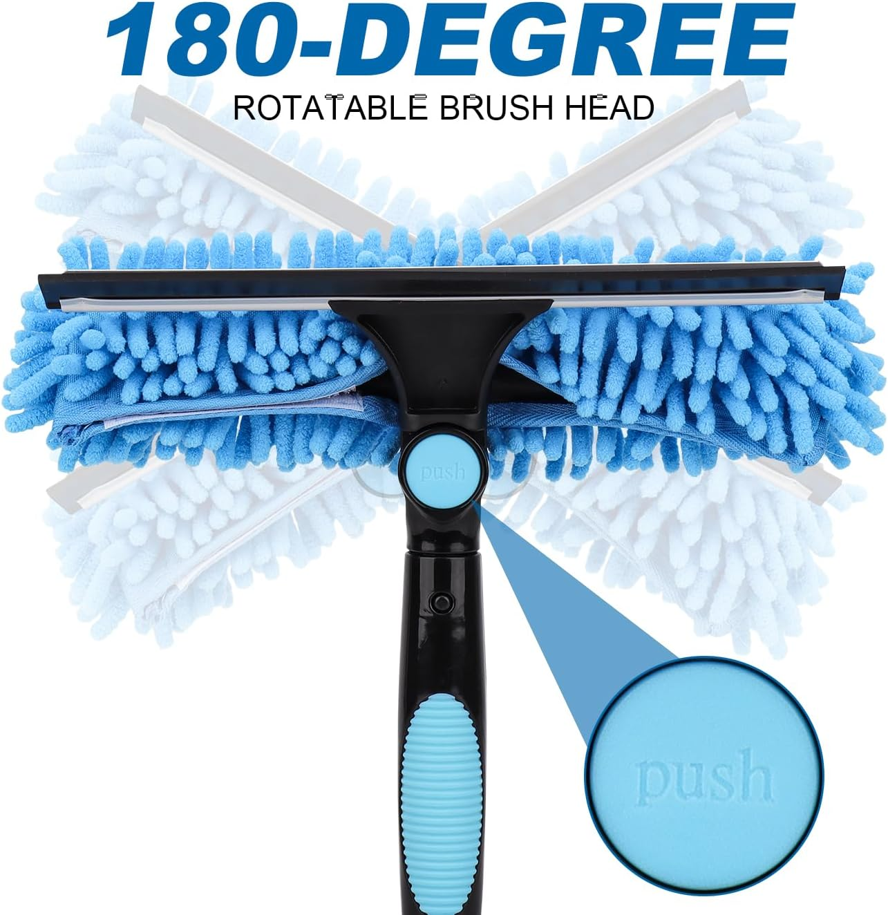 4.3M Extendable Window Cleaner, 2-In-1 Window Cleaner, Telescopic High Window Cleaning Tool, Car Glass, with 2 Microfibre Cloths and Squeegee Blade