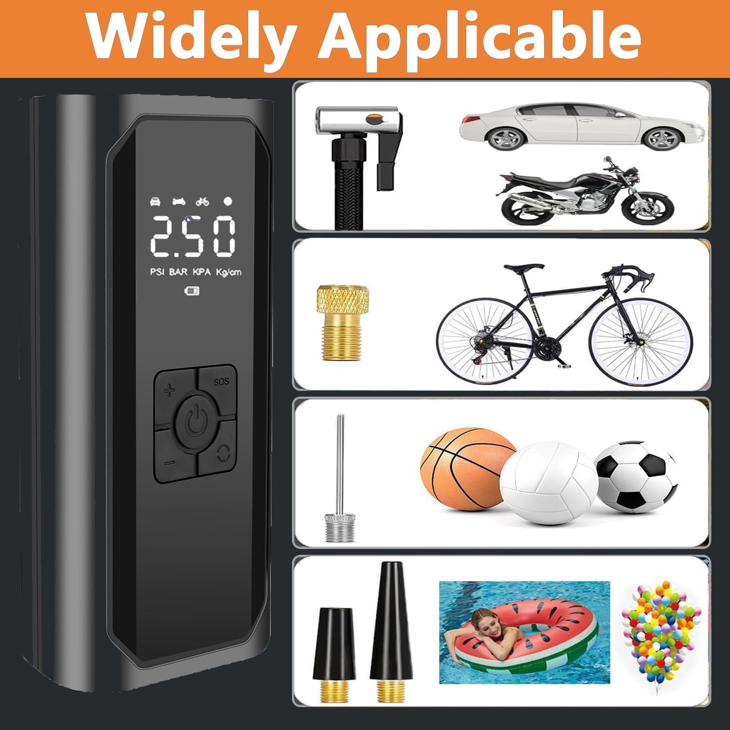 Tire Inflator Portable Air Compressor,150 PSI Fast Inflation,12V DC Portable Air Compressor,Tire Pump with LED Flashlight for Car Tire,Bike,Motorcycles and Balls Tyre Inflator. image number 1