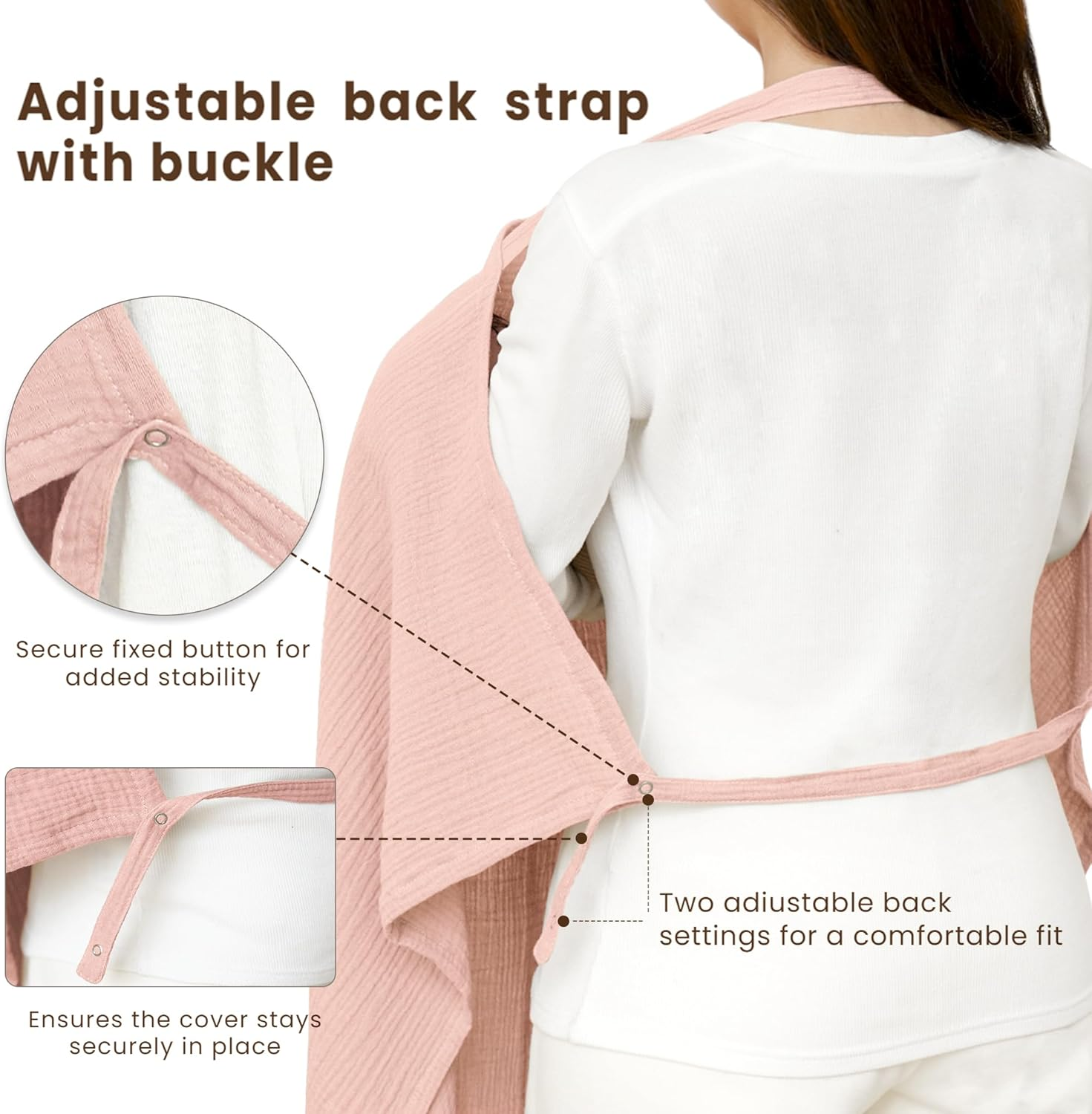 Konssy Muslin Nursing Cover for Baby Breastfeeding, Breathable 100% Cotton Breastfeeding Cover with Rigid Hoop for Mother Nursing Apron, Multi-Use Carseat Canopy - Blossom image number 2