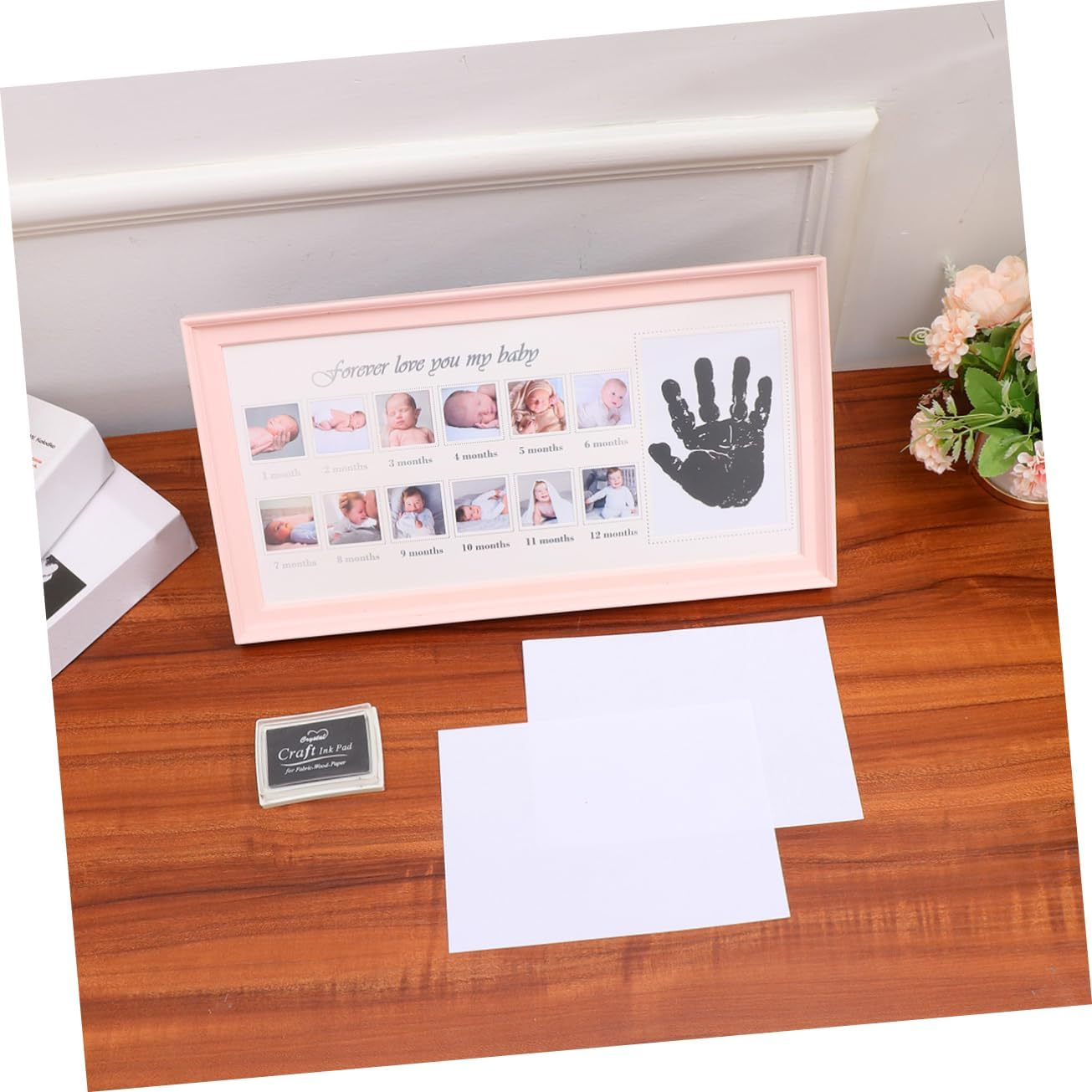 Boy Girl Growth Record Photo Frame Milestone Frame Months Photo Slots Newborn image number 6