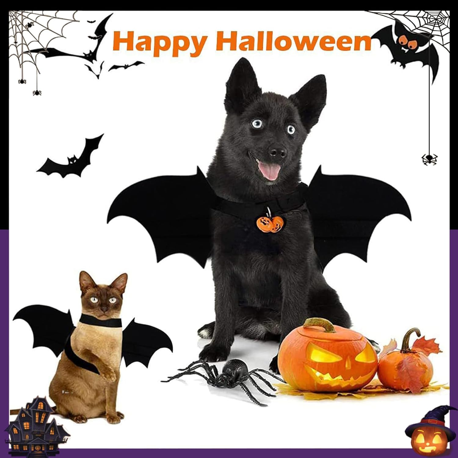 1 PCS Black Bat Wings Costume Halloween Pet Costume Pet Cosplay Cat and Dog Costumes for Party 45 Cm *19 Cm /17.7 In*7.5 in (S) image number 2
