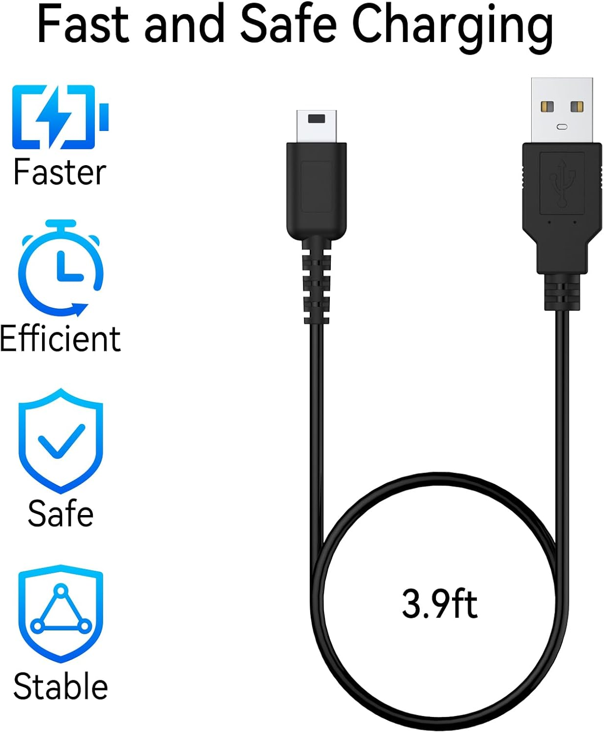 120CM USB Charger Cable for Nintendo 3DSL Charger & NDSL Charger, 3.3Ft USB Charging Cable for Nintendo NDSL/NDS Lite/Ds Lite/Dsl/Usg-001 Handheld Game Consoles
