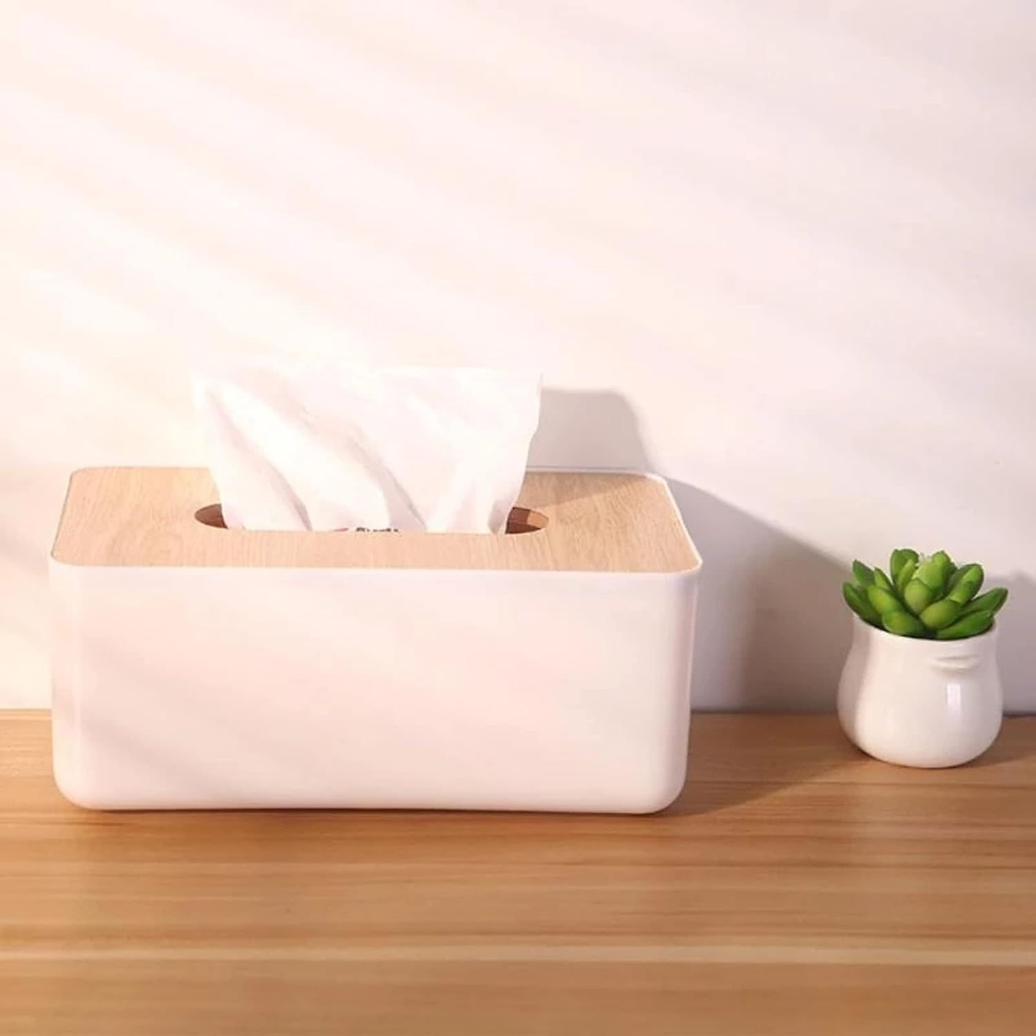 Removable Facial Tissue Box, Japanese Tissue Box, Solid Wood PP Tissue Box, Car Tissue Paper Dispenser, Napkin Organizer, Wooden Cover Toilet Paper Box, for Car Desk Bathroom Crafts Office Gift