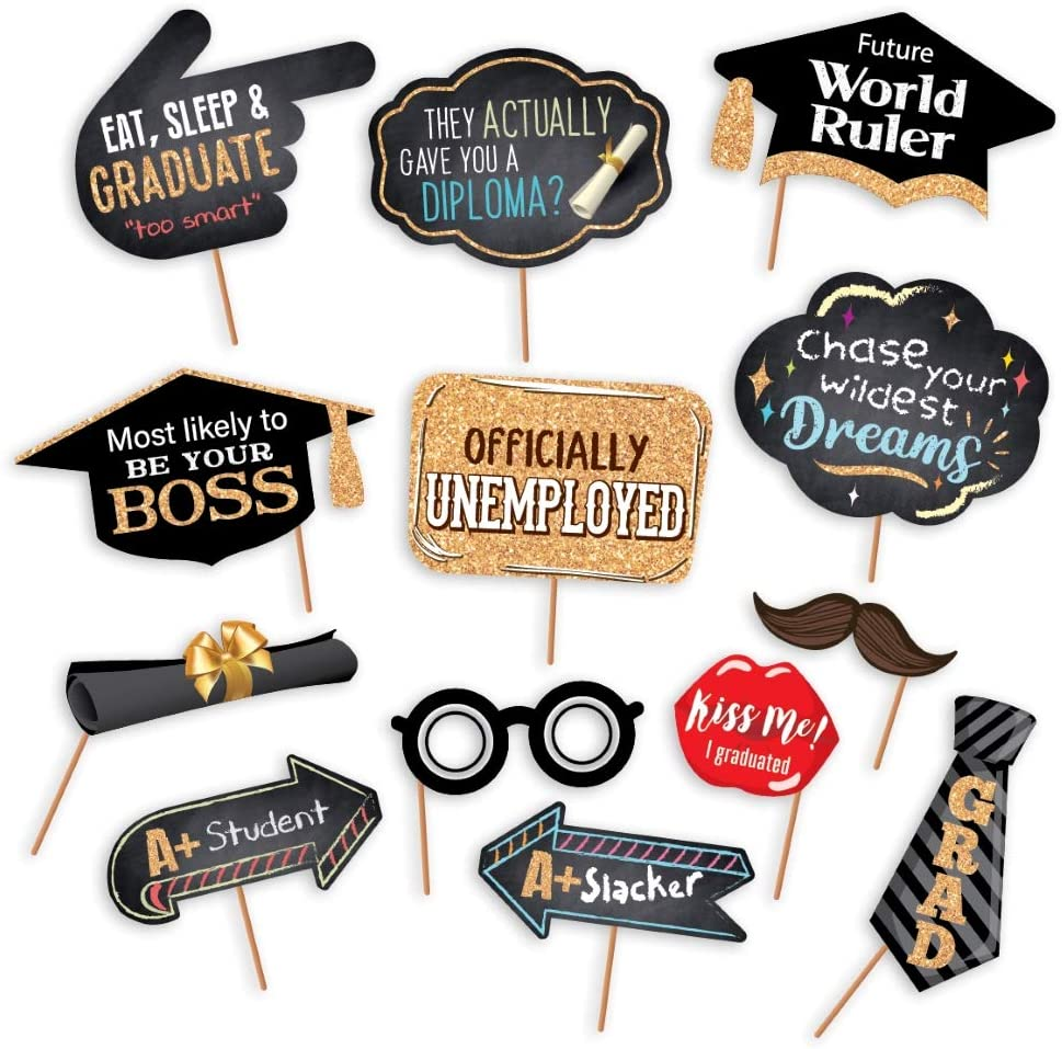 2026 Graduation Party Backdrop - Classy Black, White and Gold Theme Photography Fabric Backdrop and Studio Props DIY Kit. Great as Photo Booth Background Party Supplies and Prom Banner Decorations image number 5