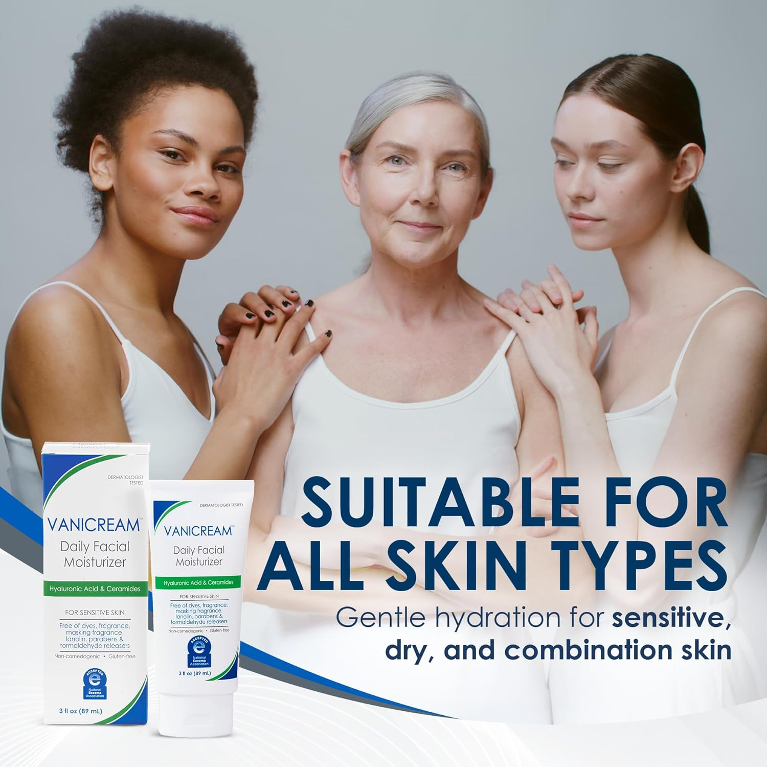 Vanicream Daily Facial Moisturizer with Ceramides and Hyaluronic Acid - 3 Fl Oz - Formulated without Common Irritants for Those with Sensitive Skin