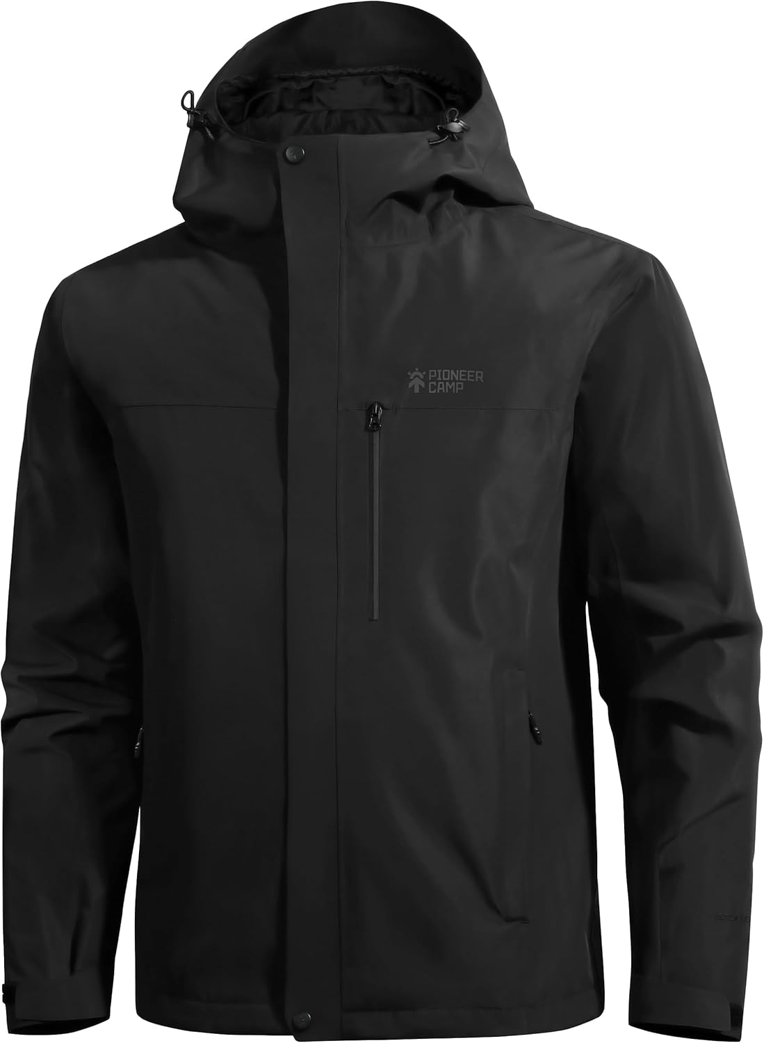 Pioneer Camp Mens Full Zip Polar Fleece Jacket Lightweight Antistatic Fall Winter Coat Windproof Outwear with Zipper Pocket, Black, Large