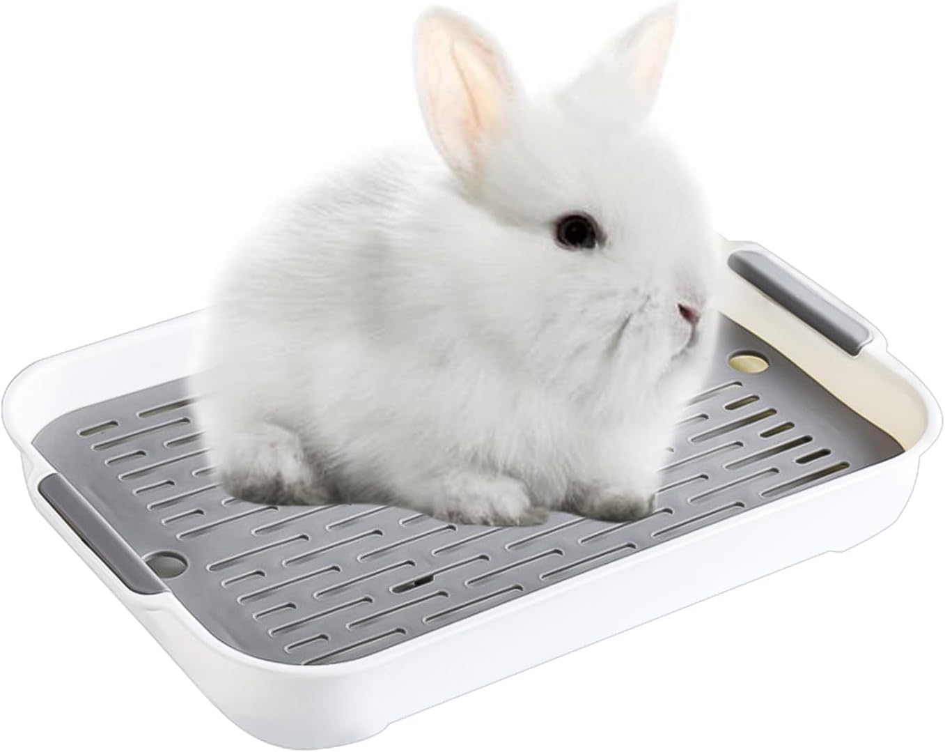 Rabbit Litter Box Pet Toilet Tray Plastic Waste Pan Easy to Clean Reusable Small Animal Potty for Bunny Guinea Pig Chinchilla Hamster Indoor Cage Training Use(White,Small) image number 4