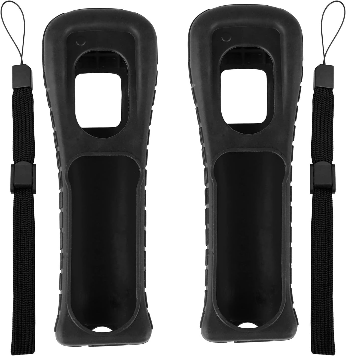 Jadebones 2X Black Silicone Skin Case Cover with Wrist Strap for Nintendo Wii Remote Controller image number 4