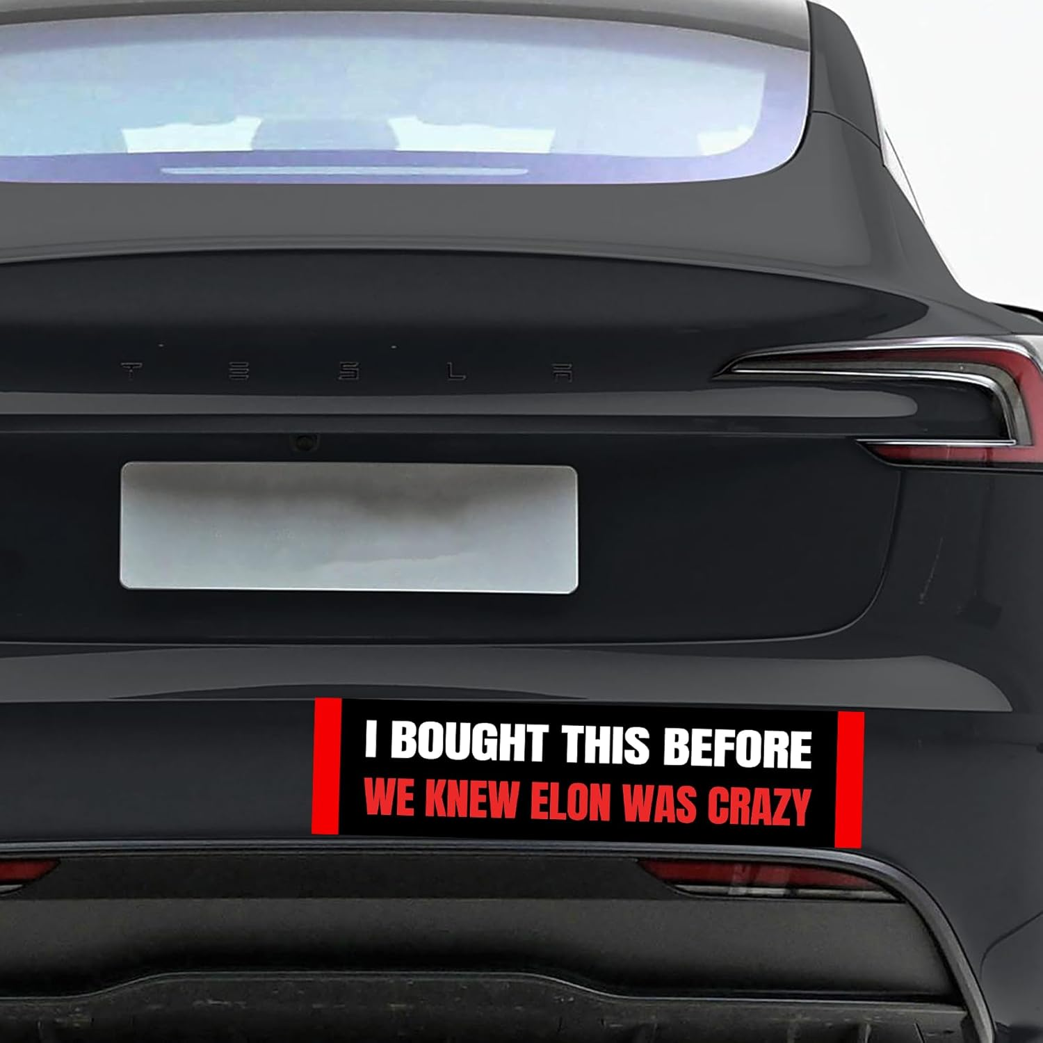 Anti Elon Bumper Sticker - I Bought This before We Knew Elon Was Crazy!Funny Tesla Club Car Sticker Elon Regret! Model X Y 3 S Vinyl Window Cling Decal (Elon Was Crazy) image number 4