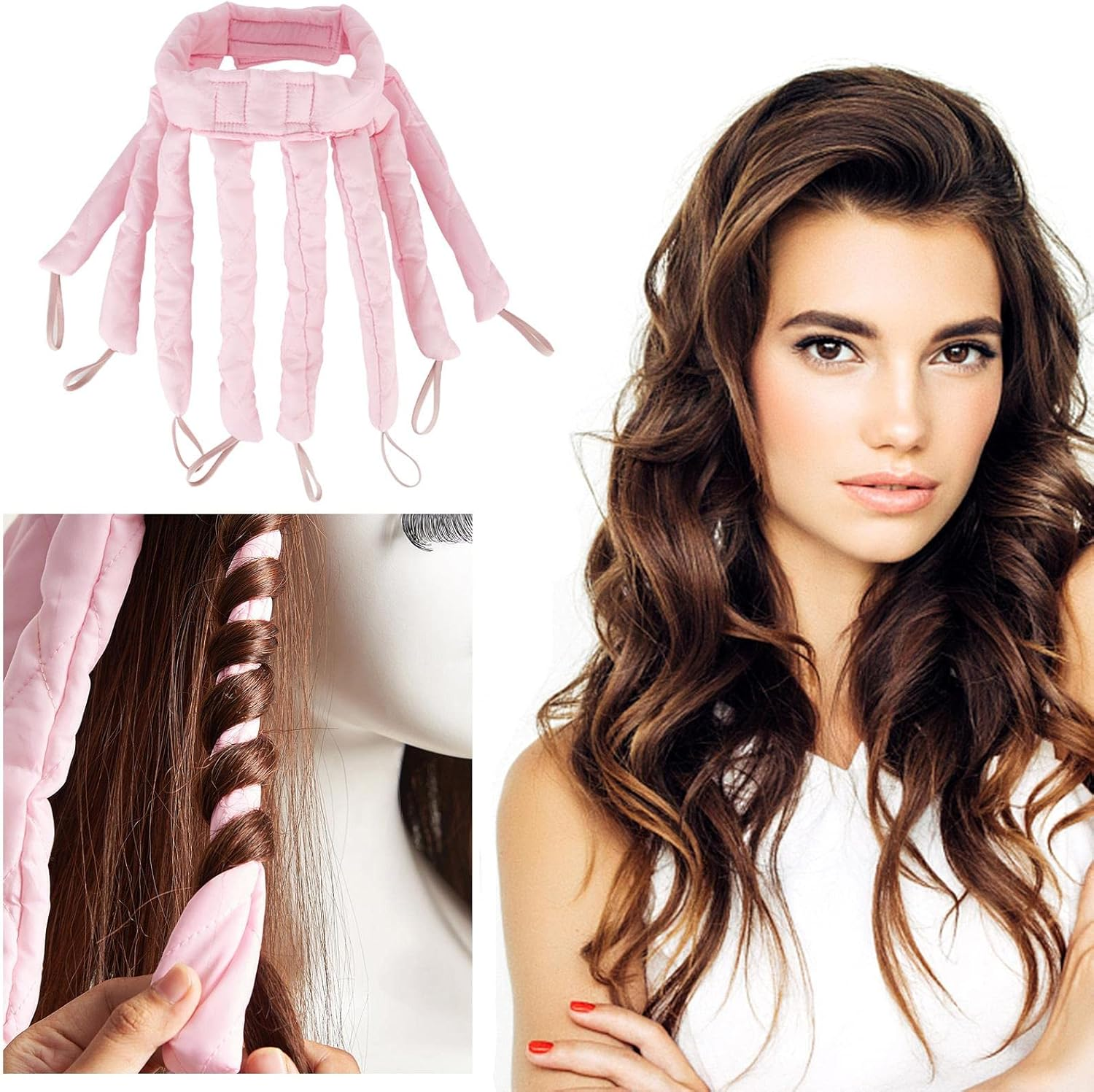 Octopus No Heat Curlers, Octopus Heatless Curlers Headband, Sleep Curling Iron Hair Curling Tools Hair Rollers for Long & Short Hair for Overnight B/M - Blue image number 2