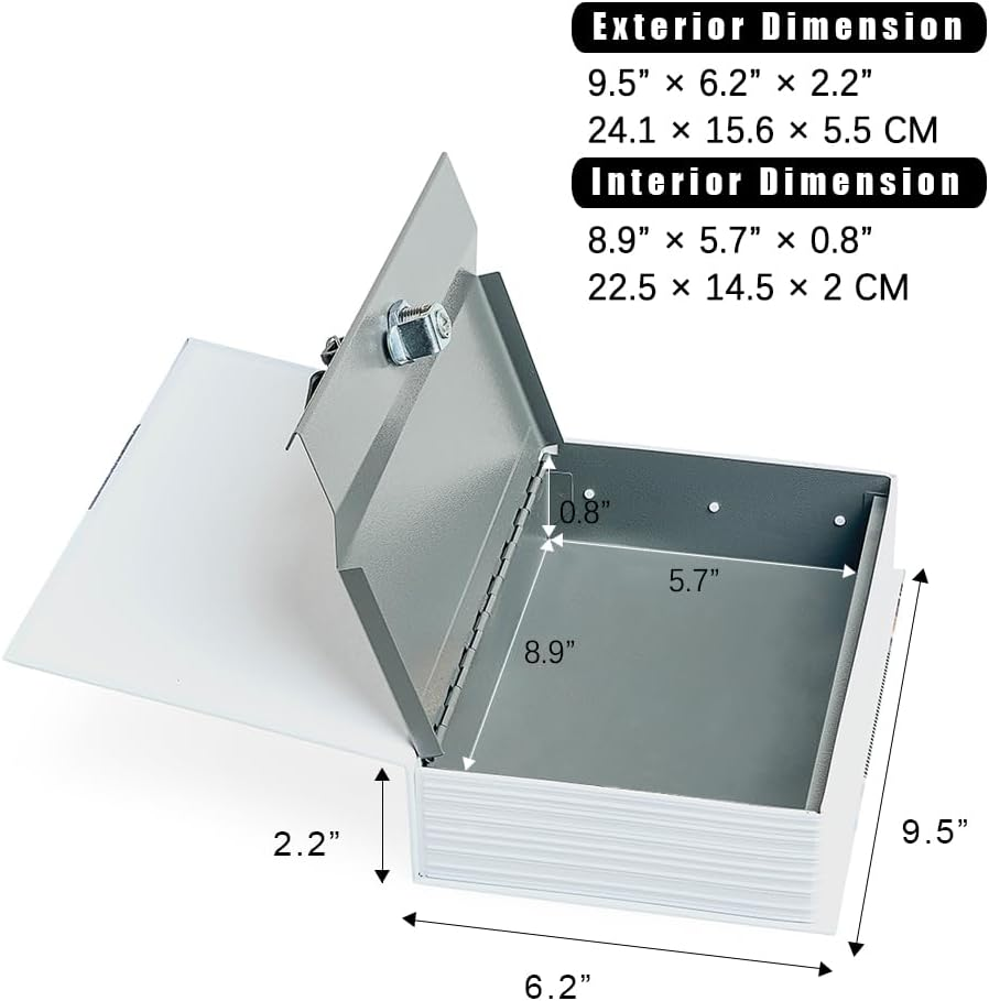 Diversion Book Safe Storage Box, Dictionary Secret Safe Can with Security Combination Lock/Key, Diversion Book Hidden Safe (Black-Combination) image number 3