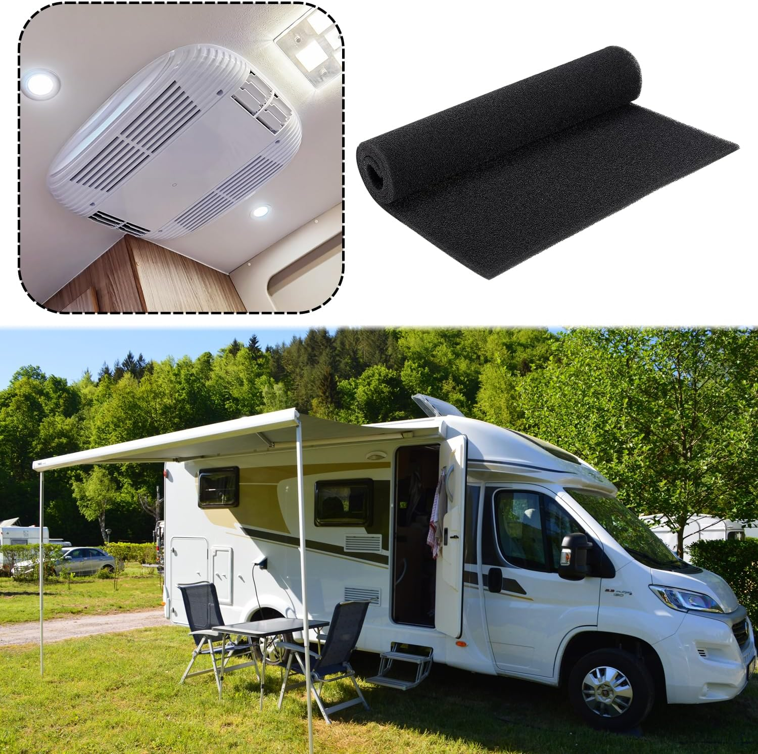 RV Air Conditioner Replacement Filters - 3PCS, 15"X 23.6" X 1/5", Foam, Charcoal Sheet, Washable, Reusable, Carbon Pad Air Purifier Filters for AC Window Unit image number 4