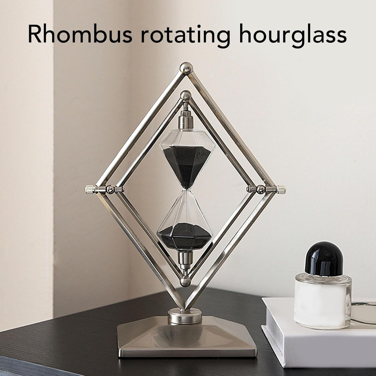 Retro Sandglass Watch, 30 Minute Rotatable Sand Clock Study Accessories Metal Hourglass Timer for Desk Bookshelf image number 2