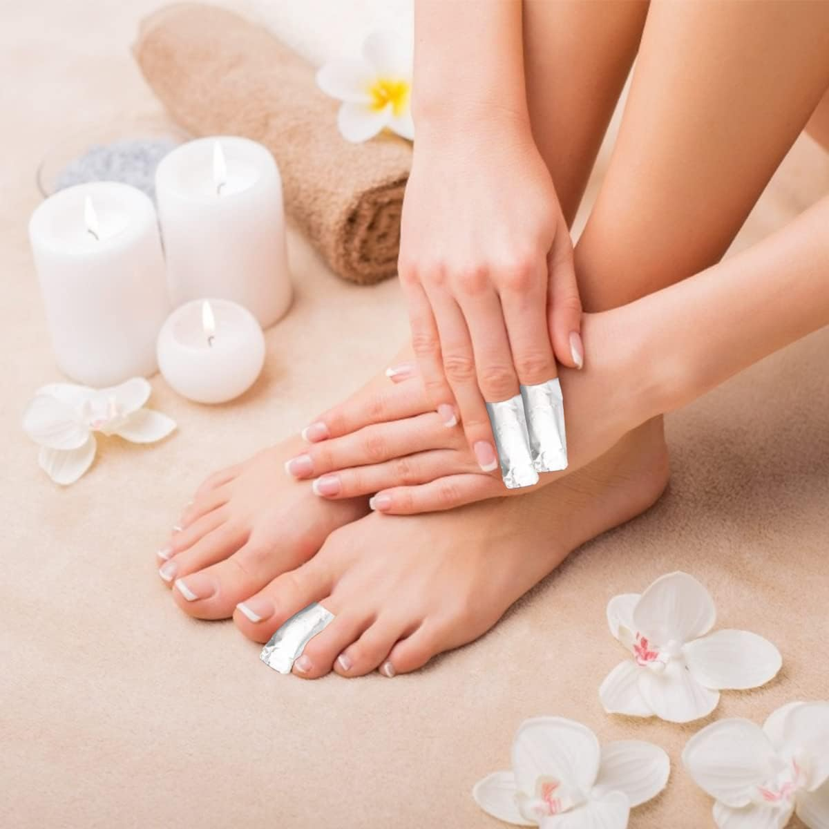 500Pcs Nail Foil Wraps Remover Aluminium Nail Art Soak off Remover Gel Nail Polish Remover Tools with Pre-Attached Lint-Free Cotton Pads, Easy Manicure Removal for Women Girls