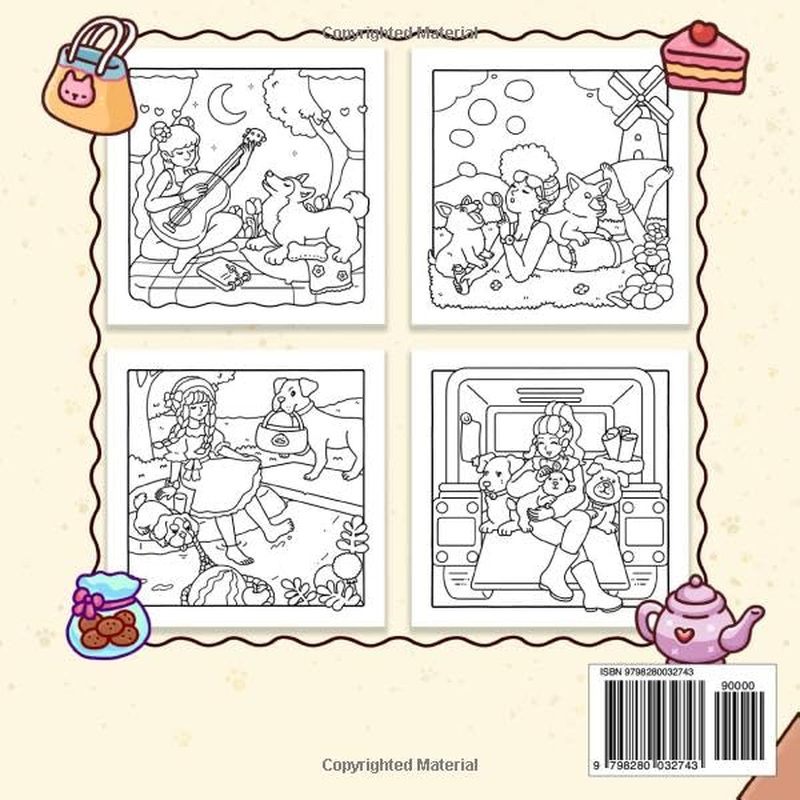 Dog Mom: a Cute and Cozy Coloring Book for Adults and Teens Featuring Girls and Dogs in Comfy Moments and Daily Activities for Stress Relief