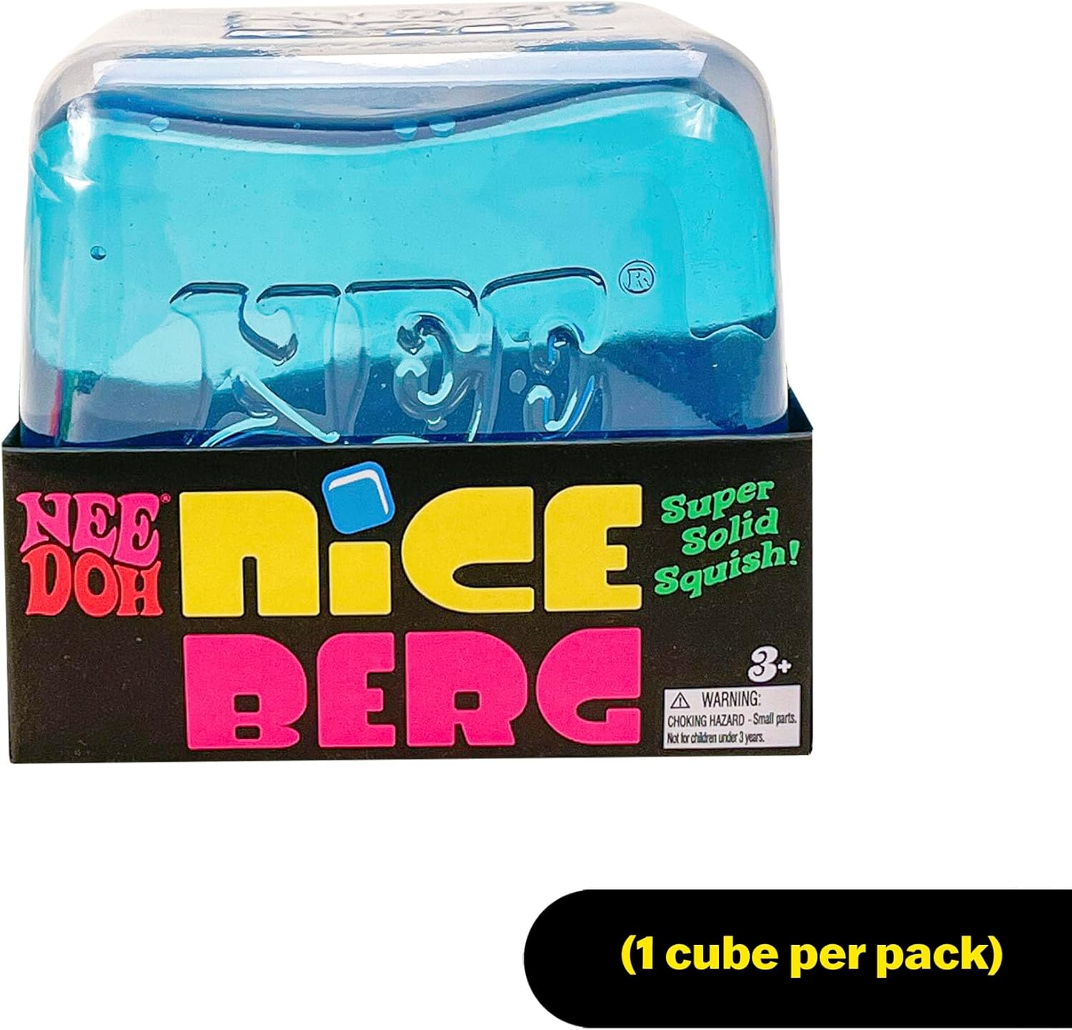 Needoh Niceberg - Sensory Squeeze Toy with Super Solid Squish, Giant 3.25" Blue Nice Cube (Pack of 1) image number 1