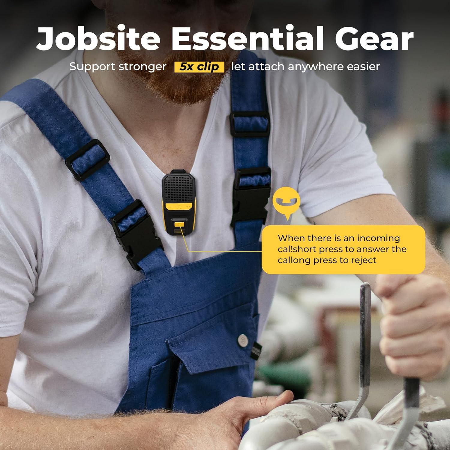 Wearable Bluetooth Speaker, All Day Running Wireless Speaker for Jobsite Work, IPX6 Portable Clip-On Speaker W/Light, Built-In Mic for Hands-Free Music/Calls Cycling Outdoor Sports Hiking Golf image number 1