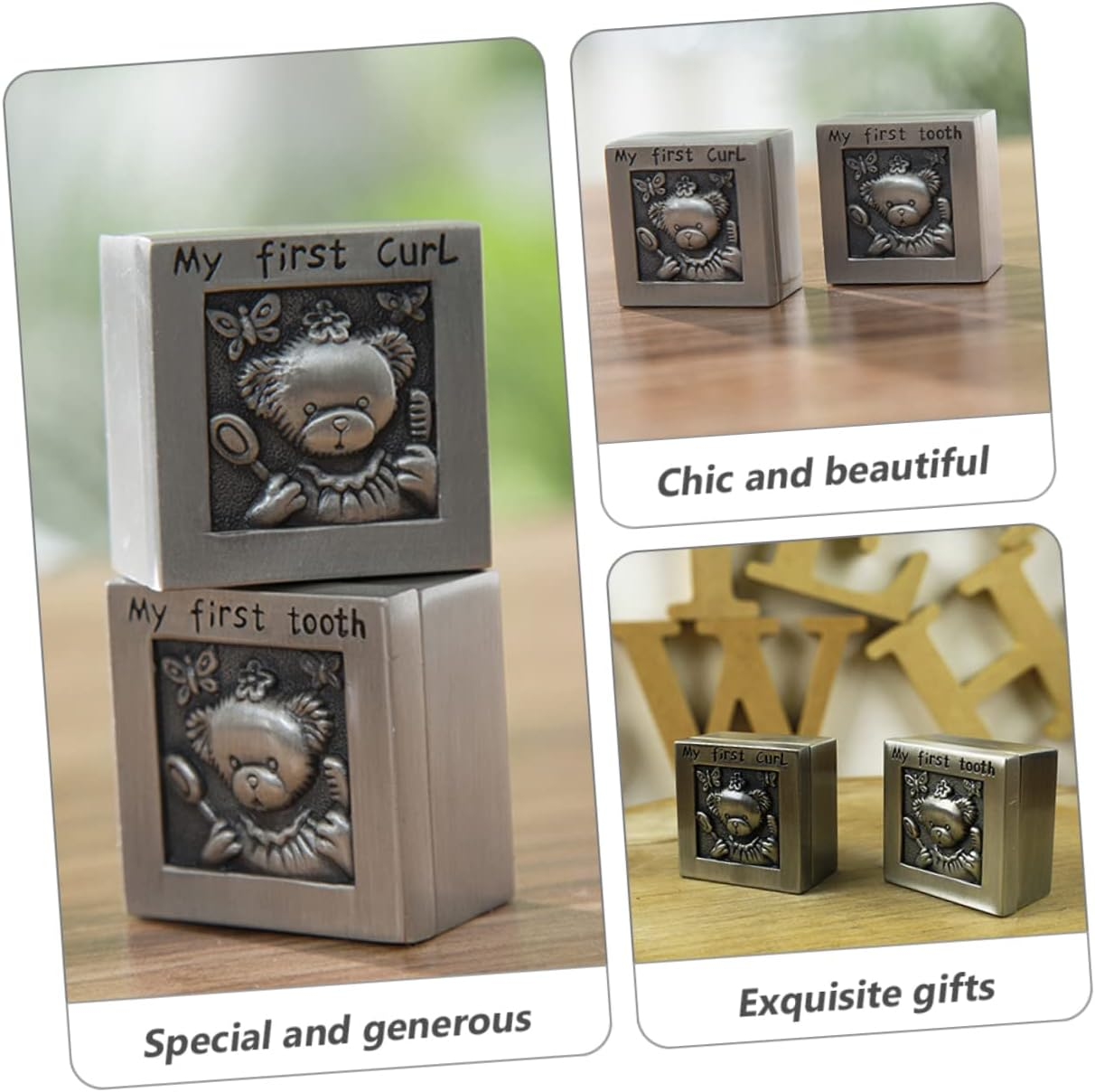 Keepsake Organizer for Memorial Box Tooth Holder Tooth Box Case Engraved Boys and Girls Growing Record image number 3