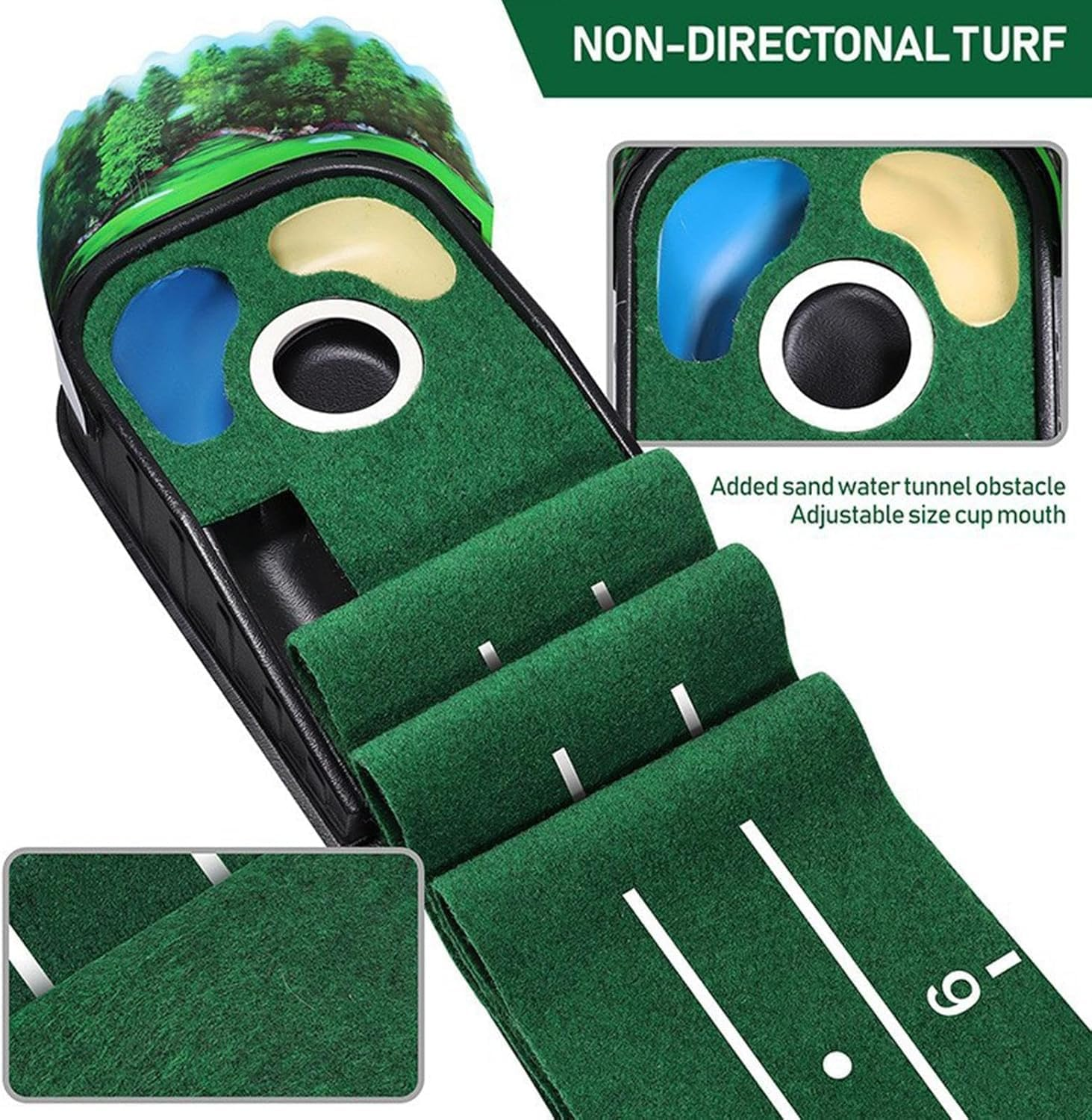 Golf Putting Mat,Golf Practice Mat Indoors with Alignment Guides, Putting Practice Mat, Portable Golf Indoor and Outdoor Putting Practice Device image number 4