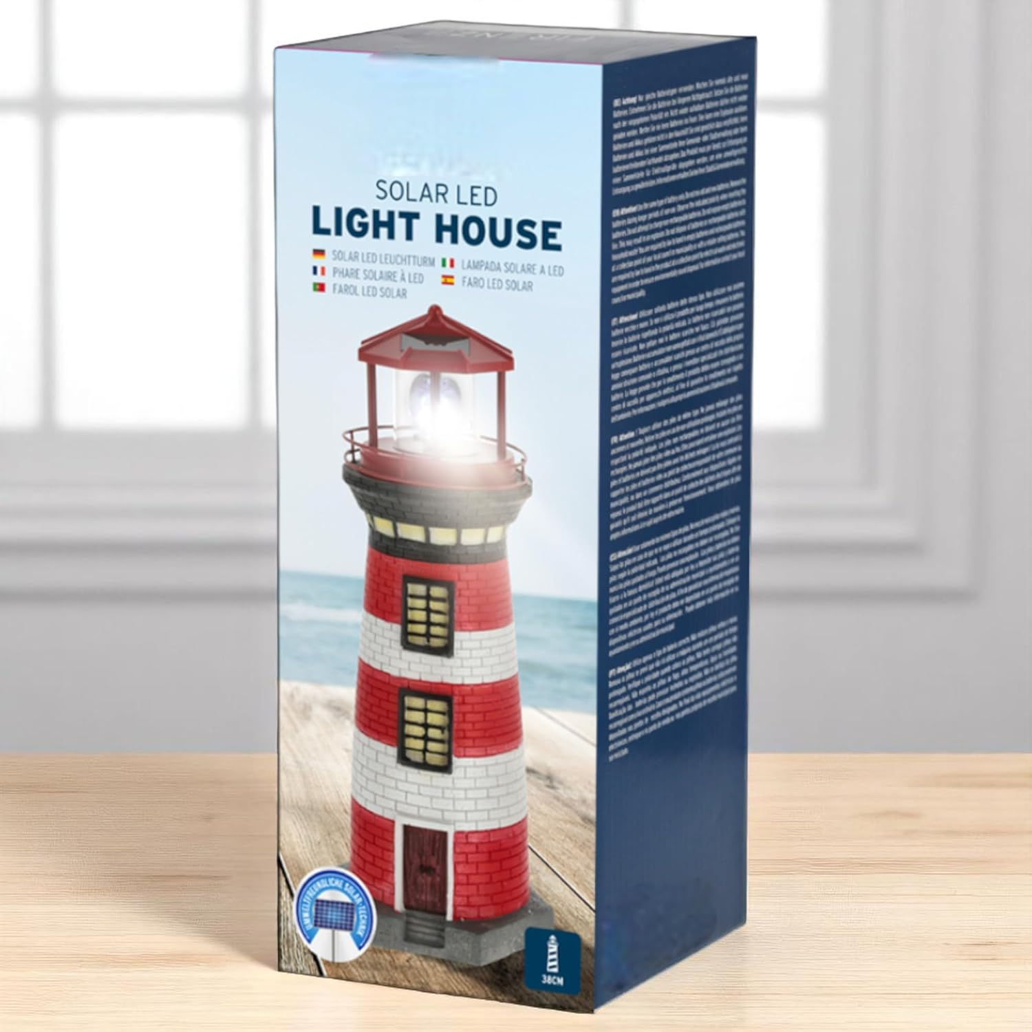 MIJOMA Solar LED Lighthouse with Light - Weatherproof & Detailed for Garden & Balcony - Solar Decoration Made of Polyresin - with Battery & LED Light Technology (38 Cm) image number 4