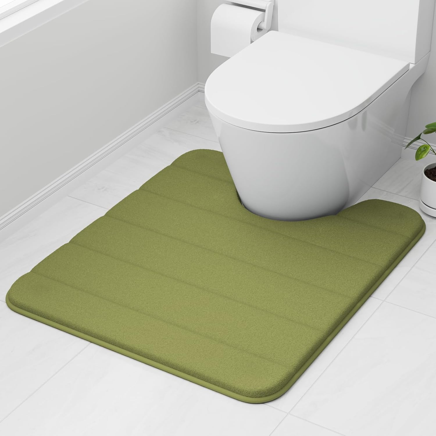 Memory Foam Bath Mat Bathroom Rug, Extra Soft Absorbent Premium Bath Rugs Mat, Non-Slip Thick Comfortable Carpet for Tub, Shower Room, Machine Wash Dry, 50X80Cm, Lime Green image number 1