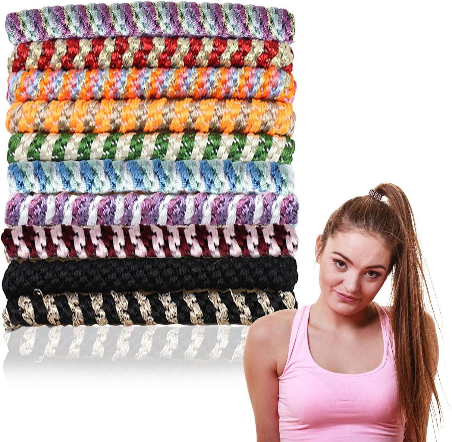 YIHAOH Pack of 10 Soft Elastic Hair Bobbles for Women, Multiple Colours for Girls, Scrunchies, Braided Hair Bands, No Damage to Hair, Suitable for Ponytails, All Types of Hairstyles image number 6