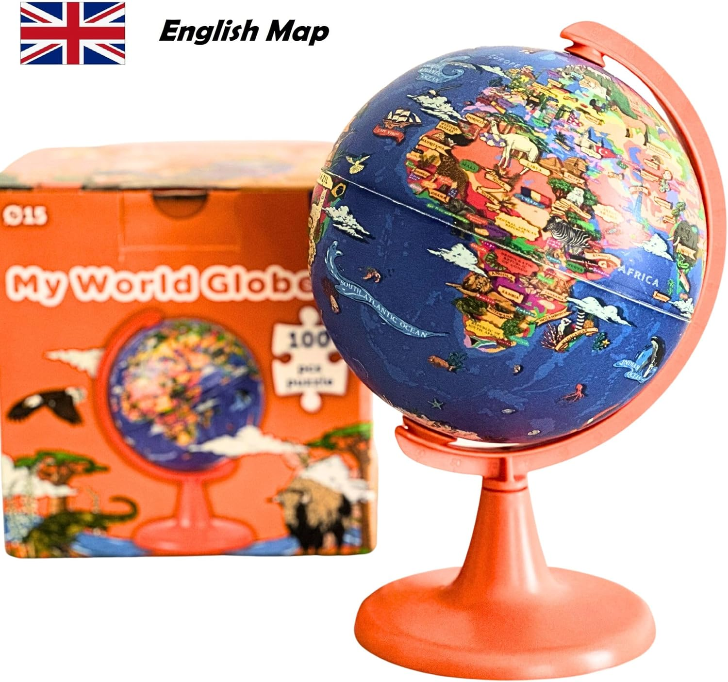 15Cm Puzzle Globe with 100Pc Puzzles 'My World' Globe. Rotating, Spinning, Playing, Finding Out about Countries on the Earth image number 1