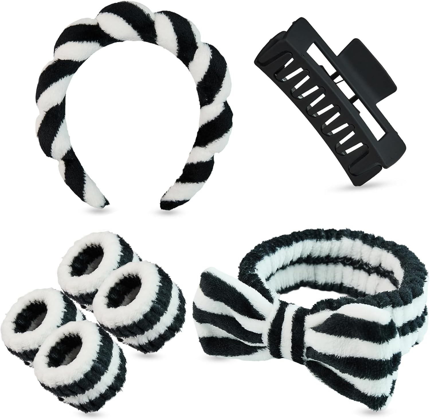 Yaqulen 7-Piece Spa Set, Facial Headband, Spa Headband and Wristband Set, Skincare Headband, College Style Girl Gift, Hair Accessories for Women and Girls(Khaki)