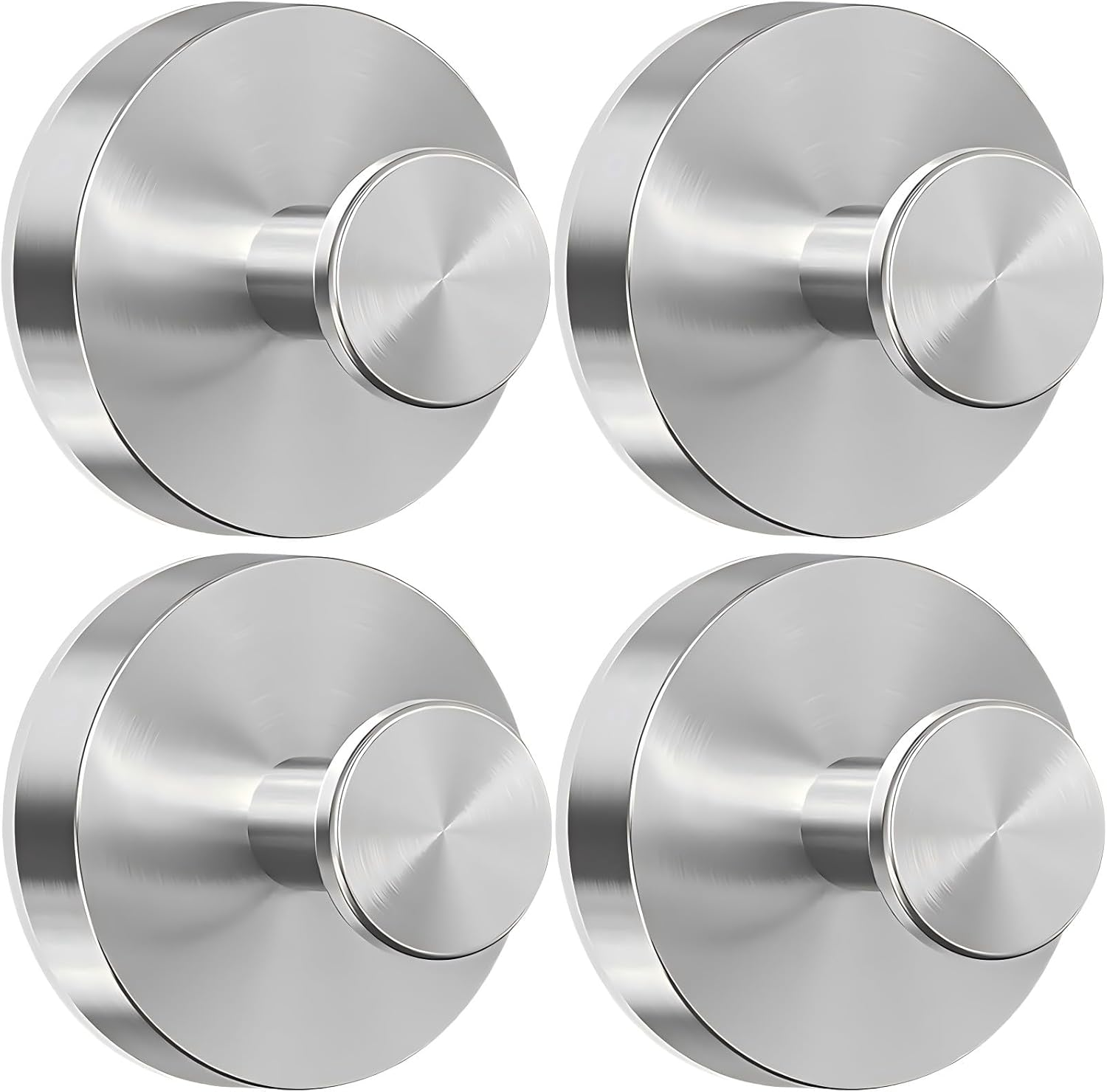4 Pack Suction Cup Hooks for Shower, Bathroom, Kitchen, Glass Door, Mirror, Tile &ndash; Loofah, Hanging Towels, Coat, Bath Robe Hook Holder for Hanging up to 15 Lbs &ndash; Waterproof & Rustproof, Matte Silver