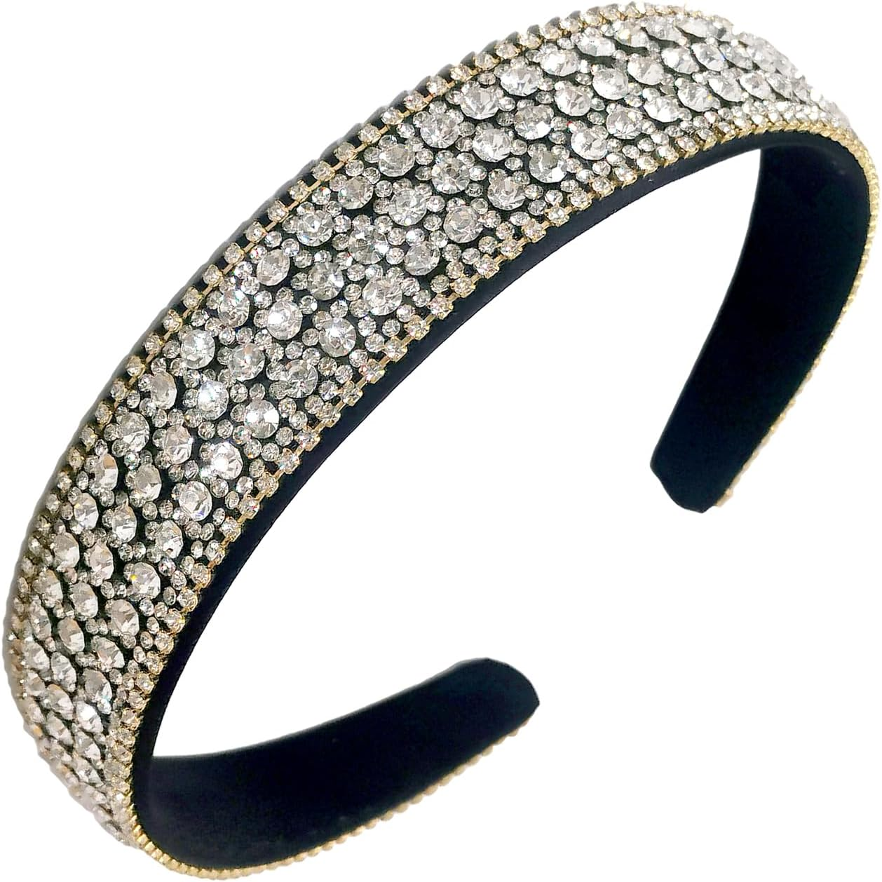 TRADERPLUS Sparkly Rhinestone Headband Glitter Crystal Embellished Hairbands Jewelry Chain Wide Hairband Handmade Gorgeous Hair Accessories for Birthday Party (Multicolor, One Size)