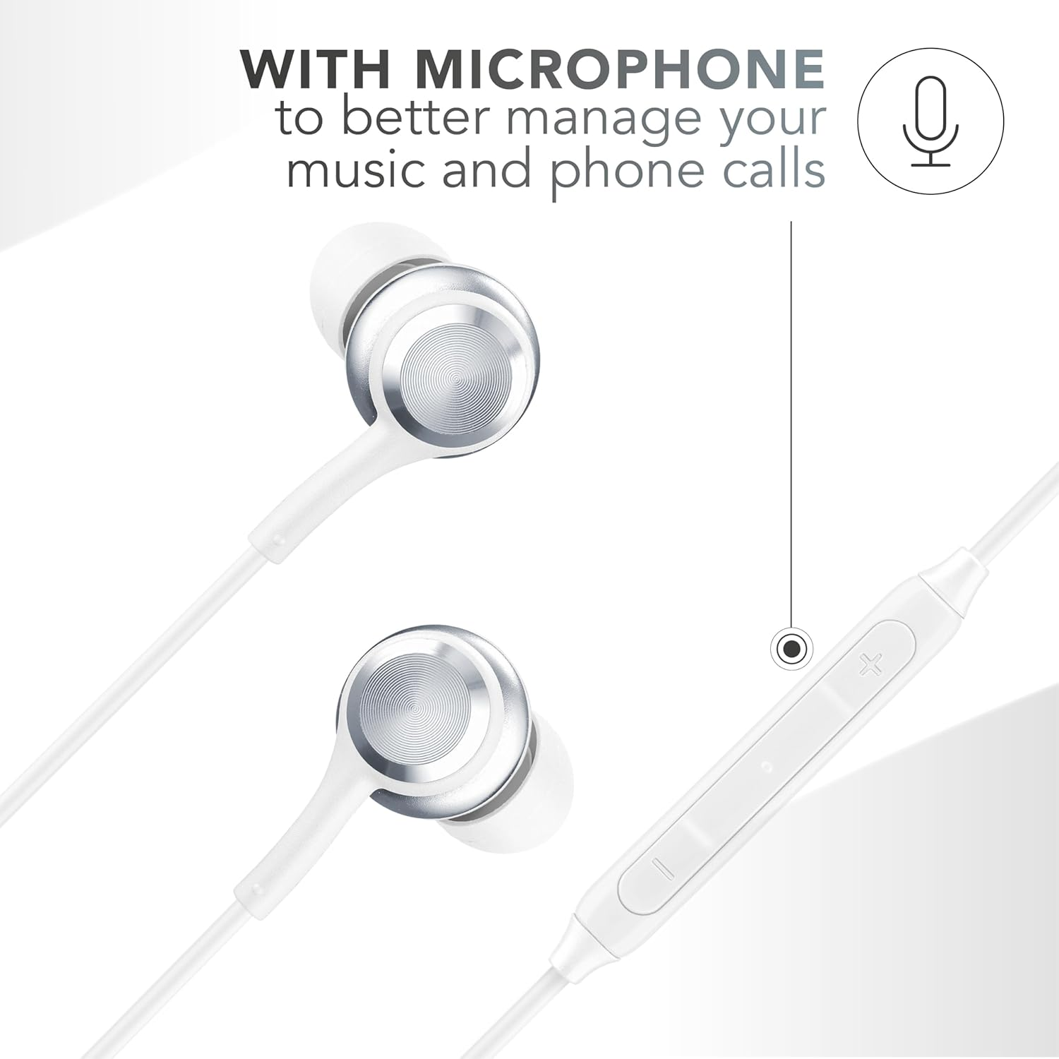 Music Sound - In-Ear Headphones - Wired Headphones with Microphone - USB-C Compatibility - Metallic Details - White image number 3
