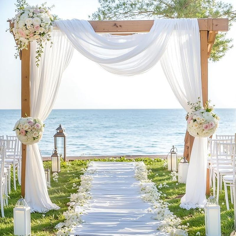 Acemedia Wedding Arch Draping Fabric, 1 Panel 28" X 19Ft White Arch Drapes Sheer Backdrop Curtain for Ceremony Party Ceiling Decor image number 1