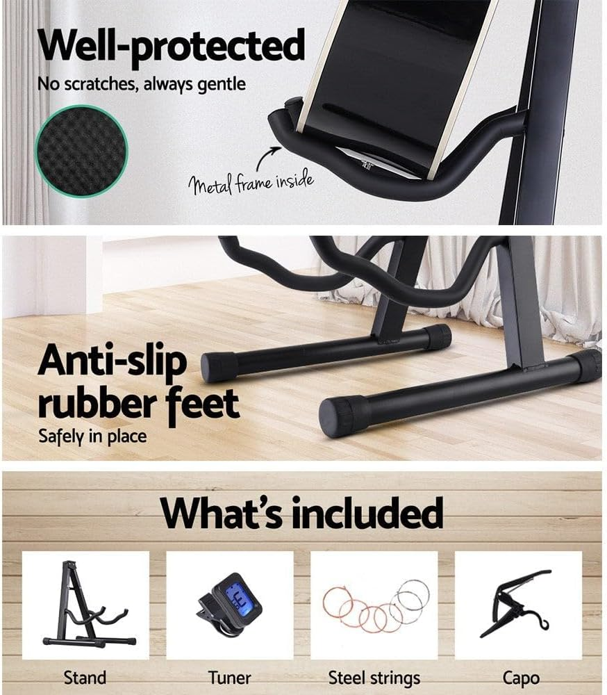 Alpha Folding Acoustic Guitar Stand with Capo, Black image number 5