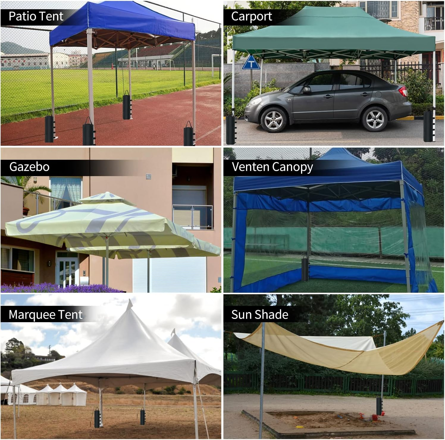 8 Pack Canopy Weights Sand Bags, 224 LBS Extra Large Canopy Sand Bags with Sand Shovel for Windproof Pop up Tent Gazebo Canopy Outdoor Shelter Umbrella Pool Ladder without Sand, Black image number 4