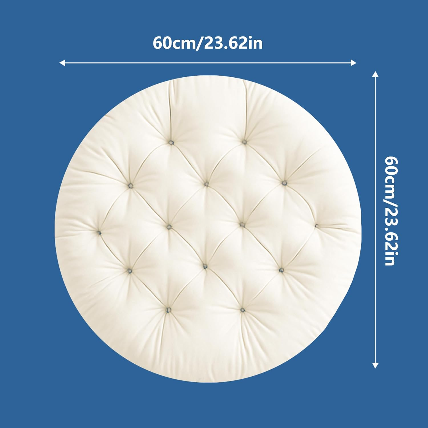Waterproof Egg Chair Cushion, Soft and Thick Skin-Friendly PP Cotton Filled Cushion, Suitable for Hammock Indoor or Outdoor Swing Rocking Chair Seat, Outdoor Cushions (60 * 60Cm White)