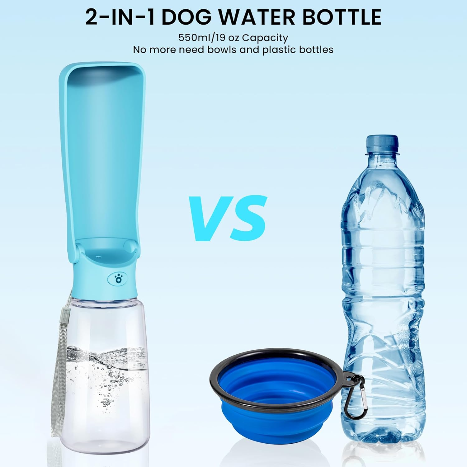 Portable Dog Water Bottle Dispenser [Leak Proof & Foldable] Dog Travel Water Bottle Bowl Accessories for Puppy Small Medium Large Dogs Pet Water Bottles for Dogs Walking Outdoor Hiking 19OZ image number 6
