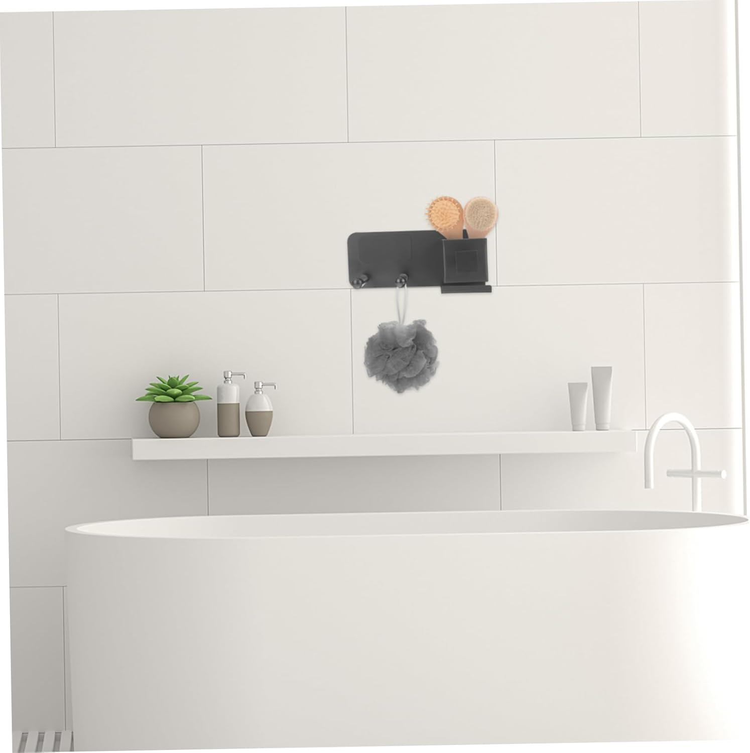 CALLARON Adhesive Hair Dryer Holder Wall Mount Blow Dryer Storage Rack Organizer for Bathroom with Multi Tool Storage Easy Installation image number 6