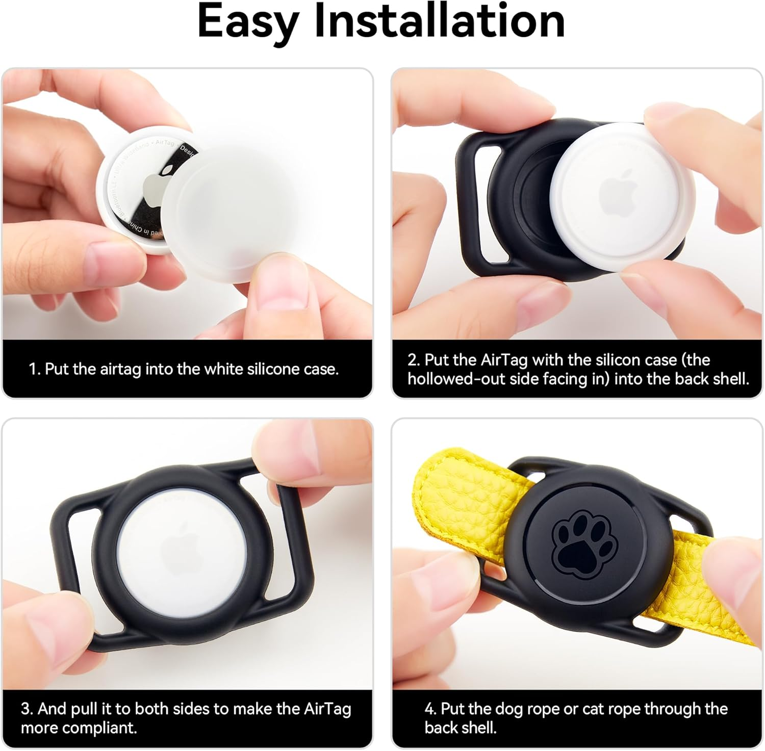 Citymore for Apple Airtag Dog Collar Holder,2Pack Waterproof Air Tag Cat Collar,Soft Silicone Airtag Case for Dogs&Cats,Apple Air Tag Holder for Pet Collar - Fits All Width Collars image number 4