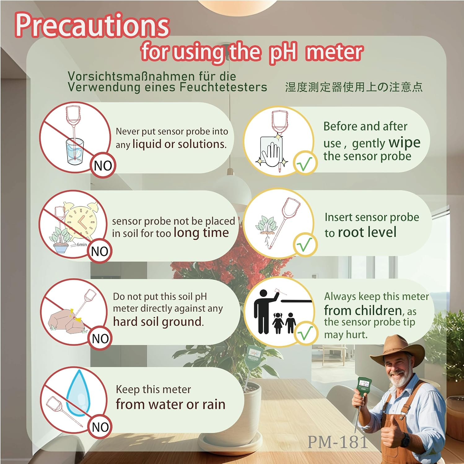 FUTURESUN Soil Ph Meter | High-Accuracy Soil Acidity & Alkalinity Tester, No Battery Needed, Durable Copper Probe, for Gardens, Farms, Greenhouses, and Potted Plants image number 2