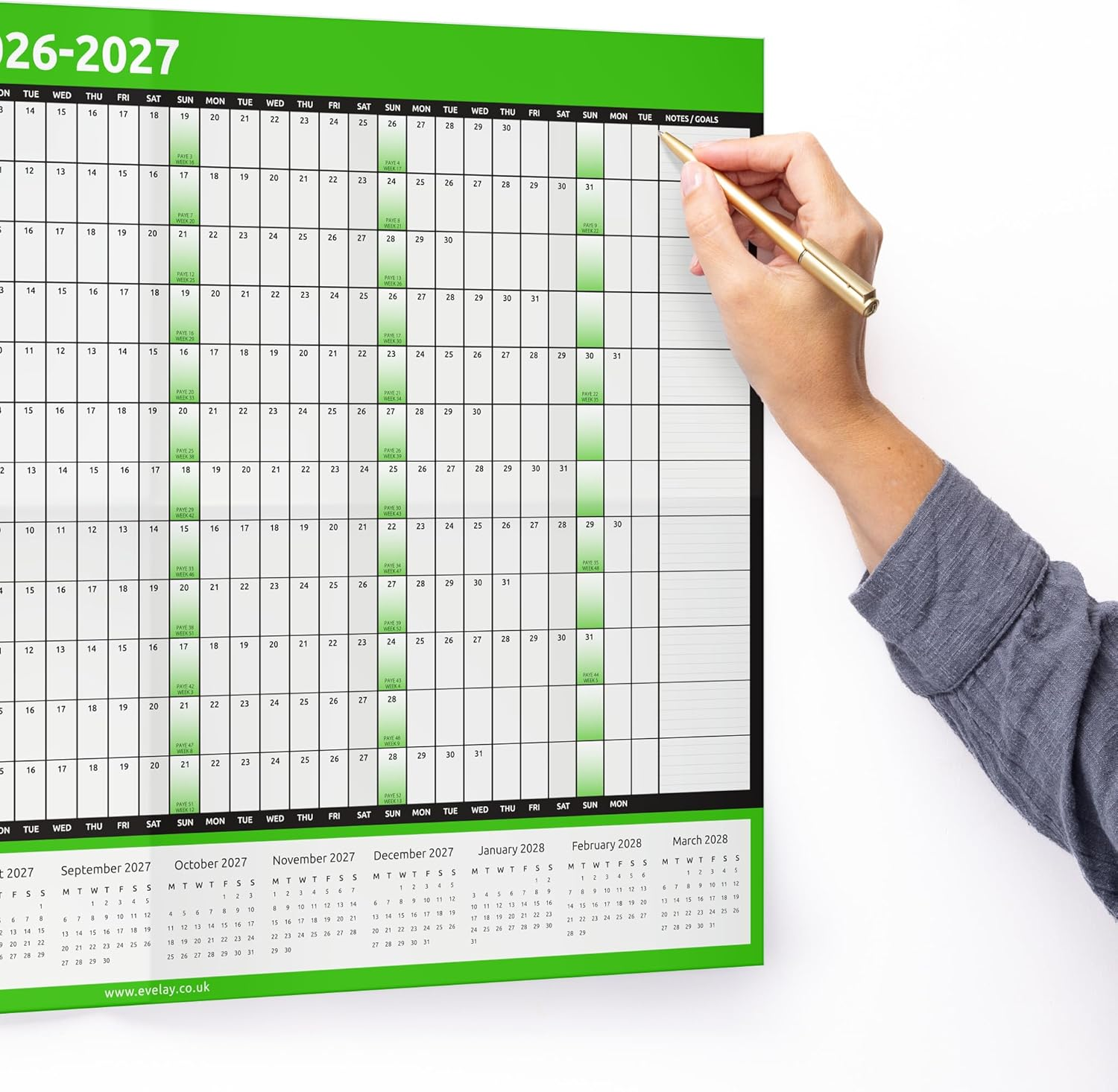 2026 2027 Wall Planner - Fiscal Calendar A1 Size (84Cm X 59Cm) - Full Year to View for Home Office Work School
