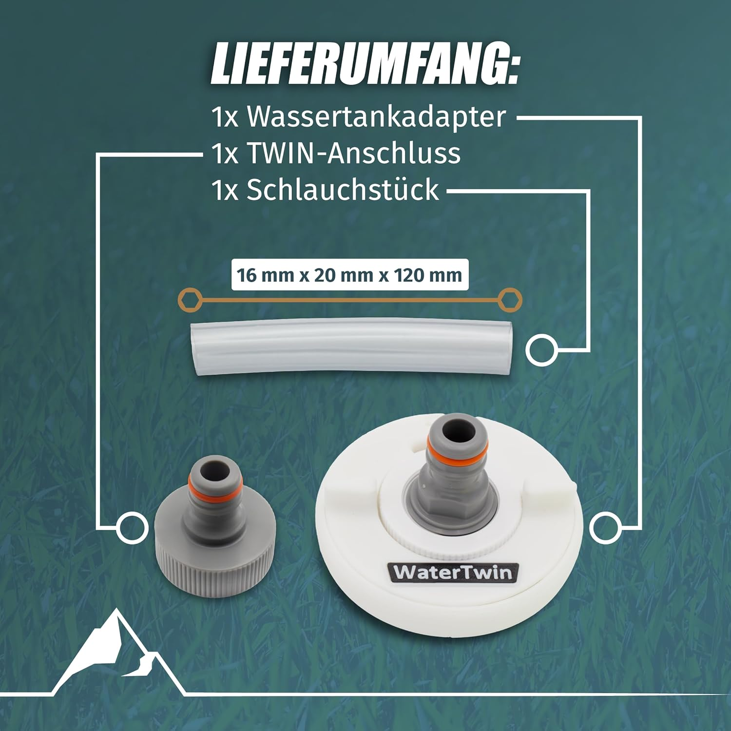 Watertwin Motorhome Caravan Water Tank Adapter, Gardena Compatible, Double Coupling, Overflow Function, Wei&szlig;, Plastic, Round image number 4