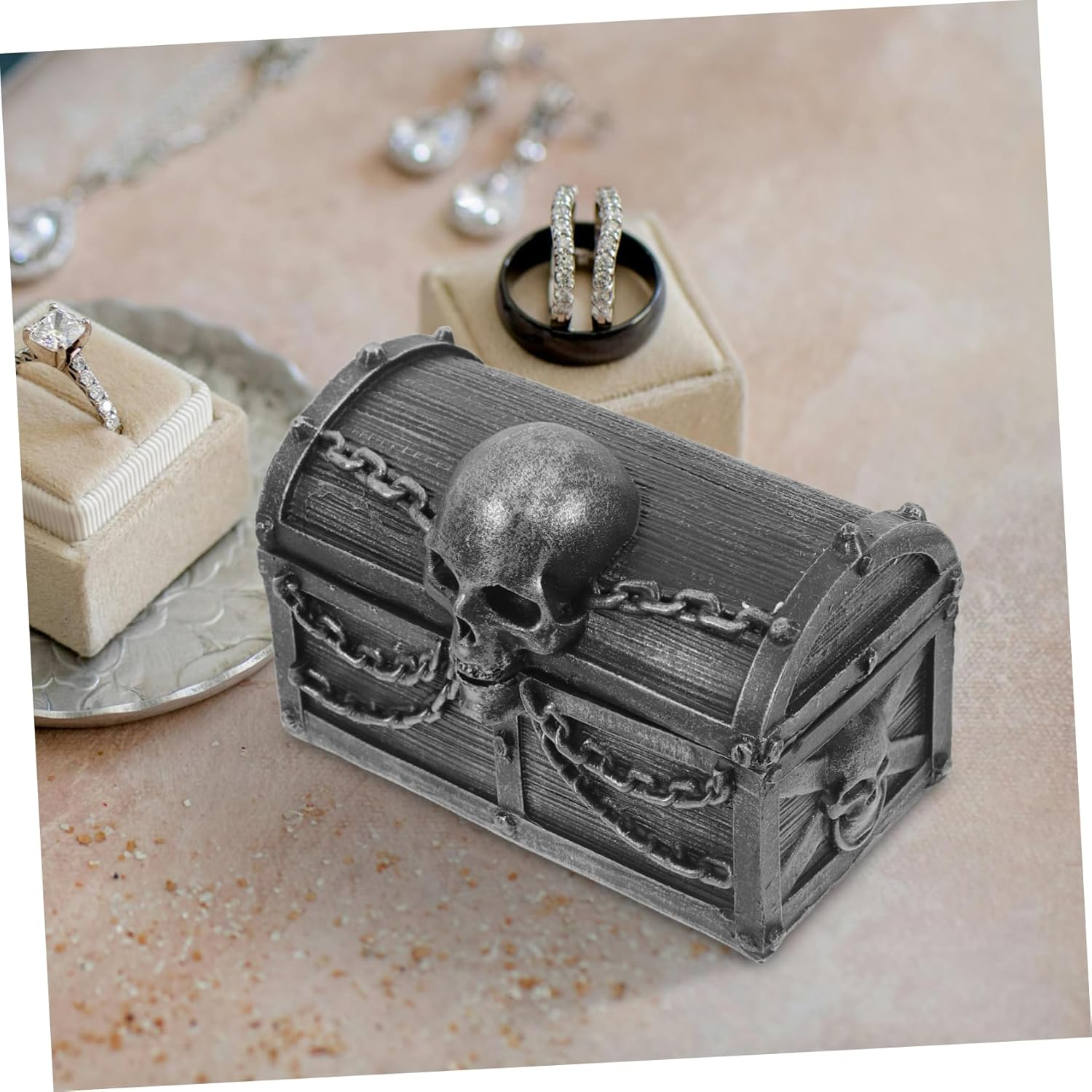 Kichvoe Multifunctional Skull Box Lockable Decorative Storage for Jewelry Accessories Toy Chest for Home image number 3
