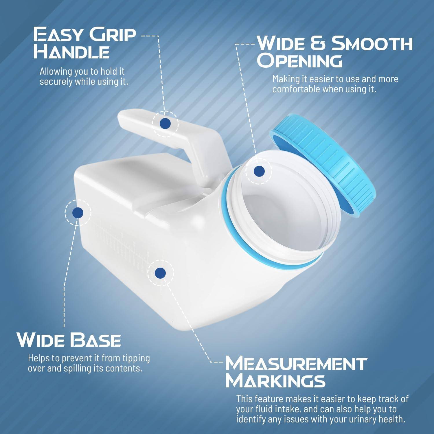 Male Portable Urine Bottles for Men, Incontinence, Emergency, and Travel. Men'S Urine Bottle with Spill-Proof Lid 1000Ml, Including a Discreet Carry Bag Portable Spill-Proof Male Urinal for the Elderly, Truckers, Pilots, and Travel Emergency image number 1