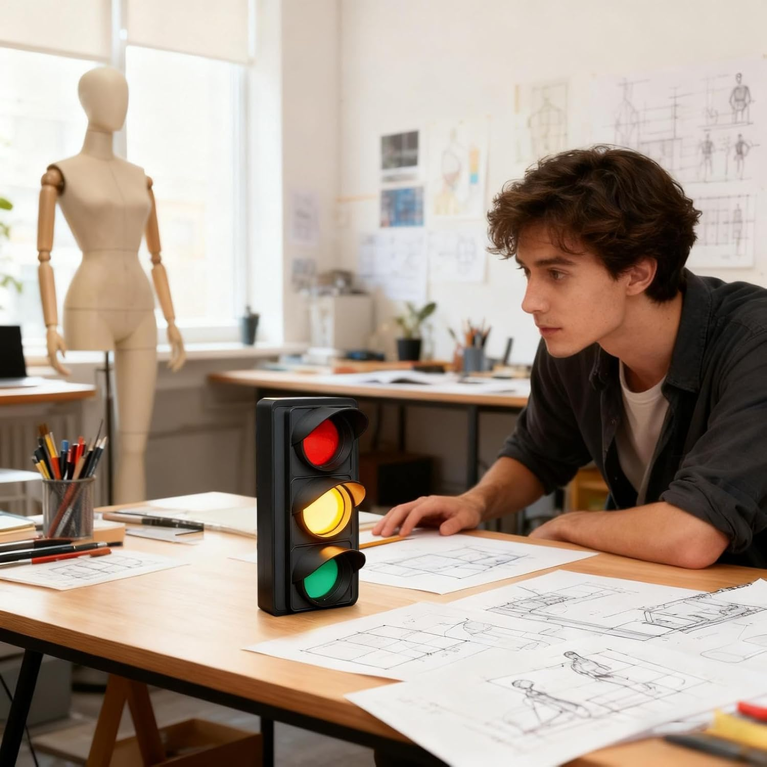 Social Signal Light - Busy Light Indicator for Office - USB LED Mood Desk Lamp for Room, Improve Work Efficiency, for Workers Room Study Video Conferences Focused Work Customer Calls image number 4