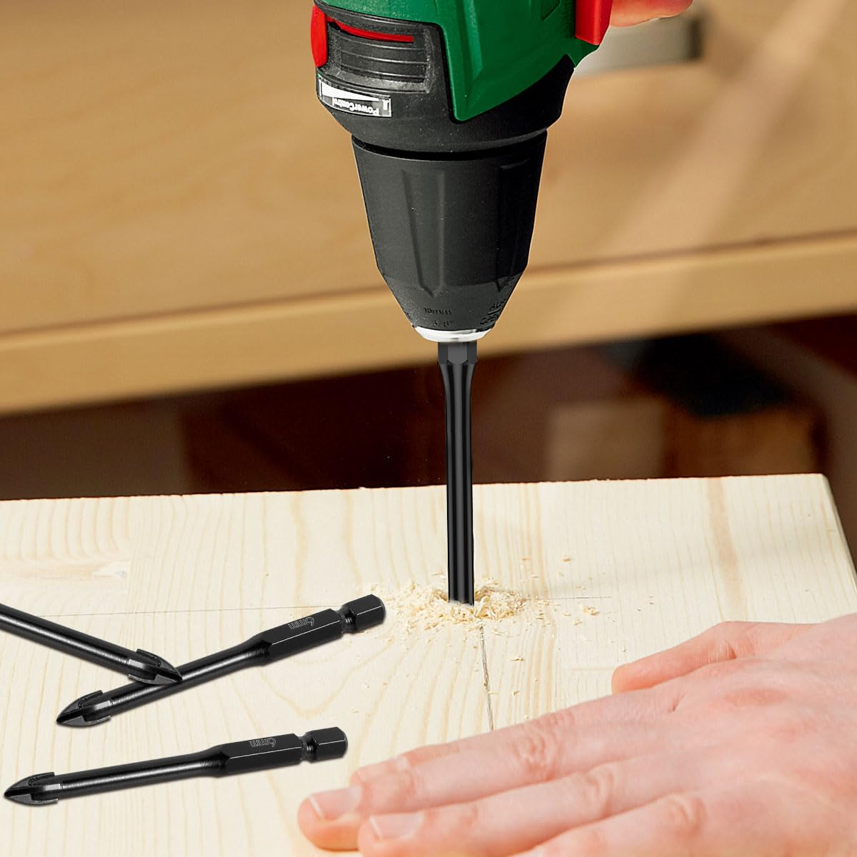 10Pcs Tile Porcelain Drill Bit, 8Mm Carbide Tip Drill Bits, Glass and Tile Drill Bit Set, Hex Shank, Work with Ceramic Porcelain Tile Wall Mirror Paver (8MM 10Pcs) image number 3