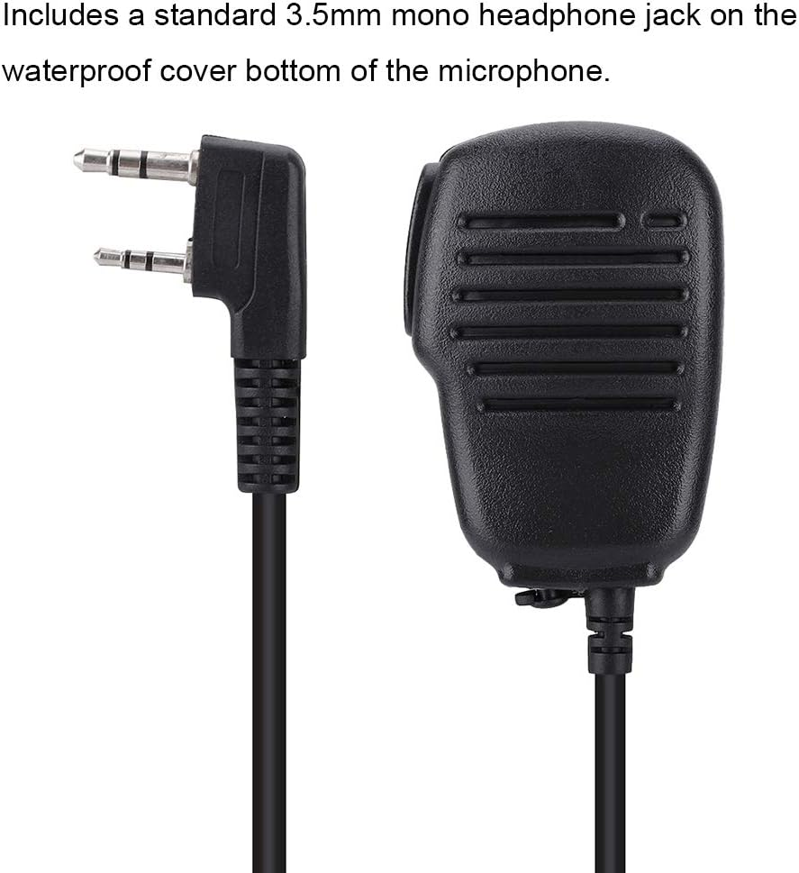 Microphone Speaker, for Baofeng UV5R 888S for Kenwood for TYT Walkie Talkie, 2 Pin Mini PTT Shoulder Microphone Speaker, Waterproof/360&deg; Rotating Lapel Clip
