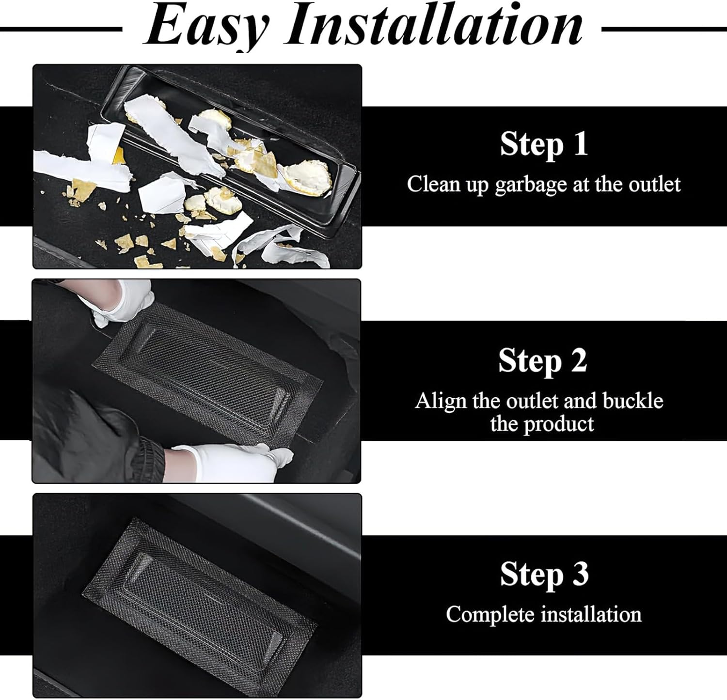 4-Pack Tesla Model 3/Y Seat Vent Protection Covers | Custom Fit Under-Seat Air Outlet Guards for Tesla Models 2017-2024 | Interior Accessories Set image number 2